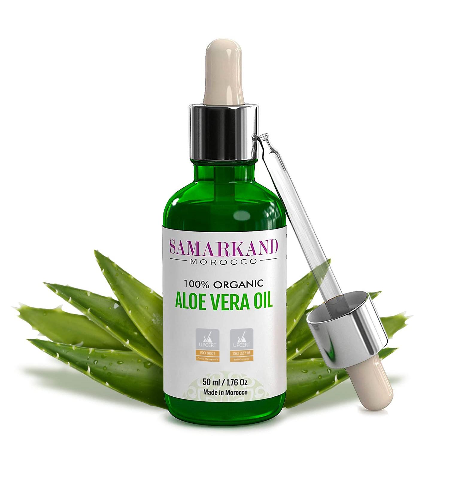 SAMARKAND Aloe Vera Oil 100% Organic Pure & Natural - 50ml for Skin Hair Nails Lips & Body Care | International Shipping Available - Buy Online on GoSupps.com