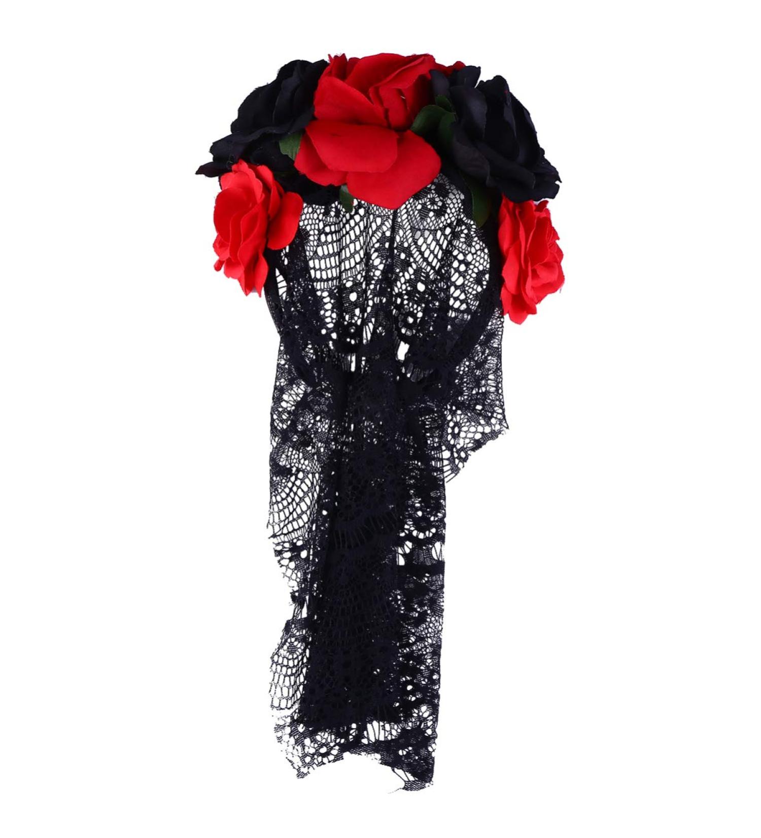 Lurrose Day of the Dead Headband - Mexican Halloween Veil & Rose Crown for Women | Dia de los Muertos Accessory - Buy Online on GoSupps.com
