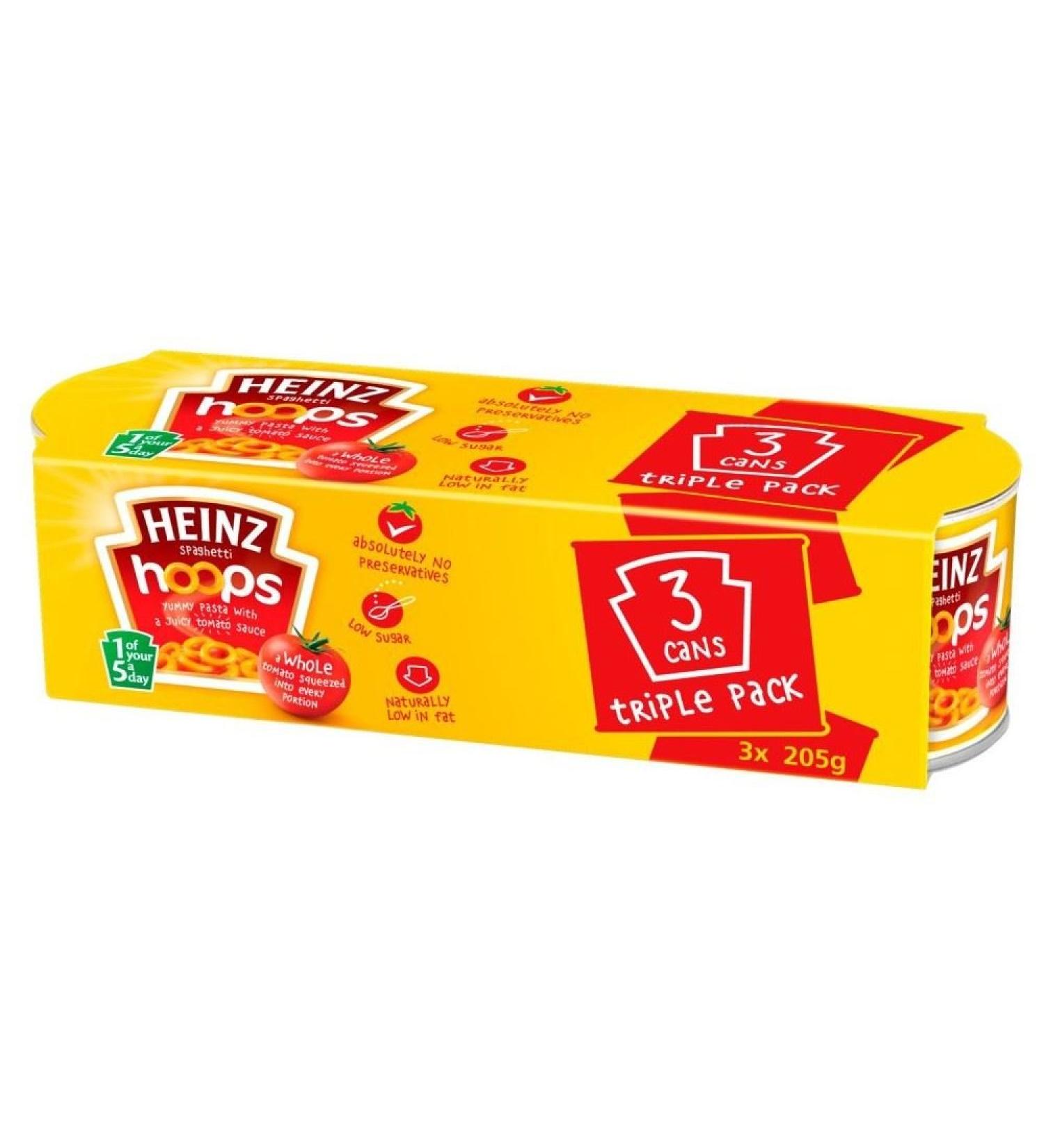 HEINZ Heinz Spaghetti Hoops in Tomato Sauce (3x205g) - Pack of 2