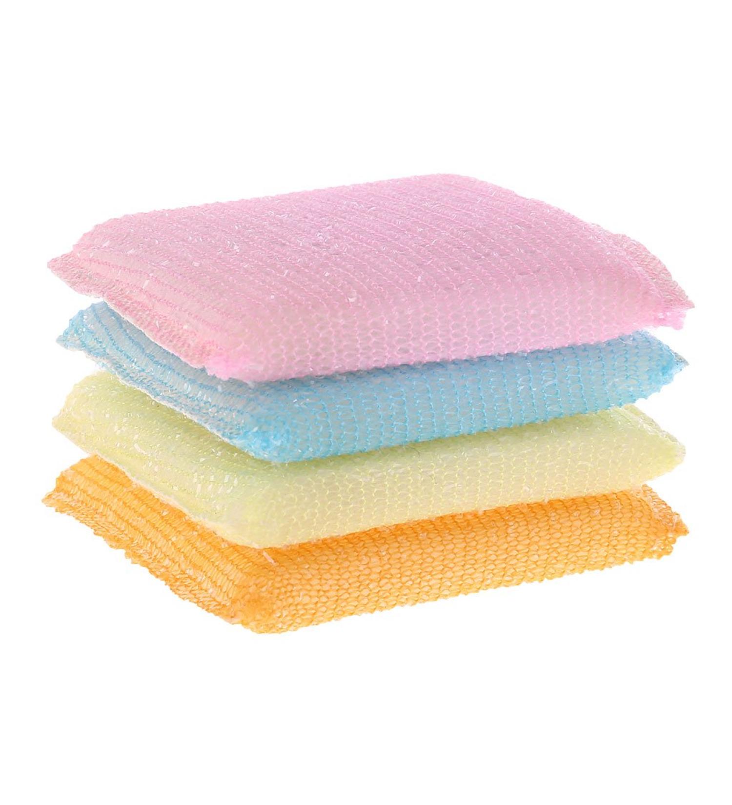 4pcs/Set Soft Sponge Scouring Pads Dish Bowl Kitchen Cleaning Scrub Scrubber Pad Brush On Nail for Acrylic Nails Long Lasting - Buy Online on GoSupps.com