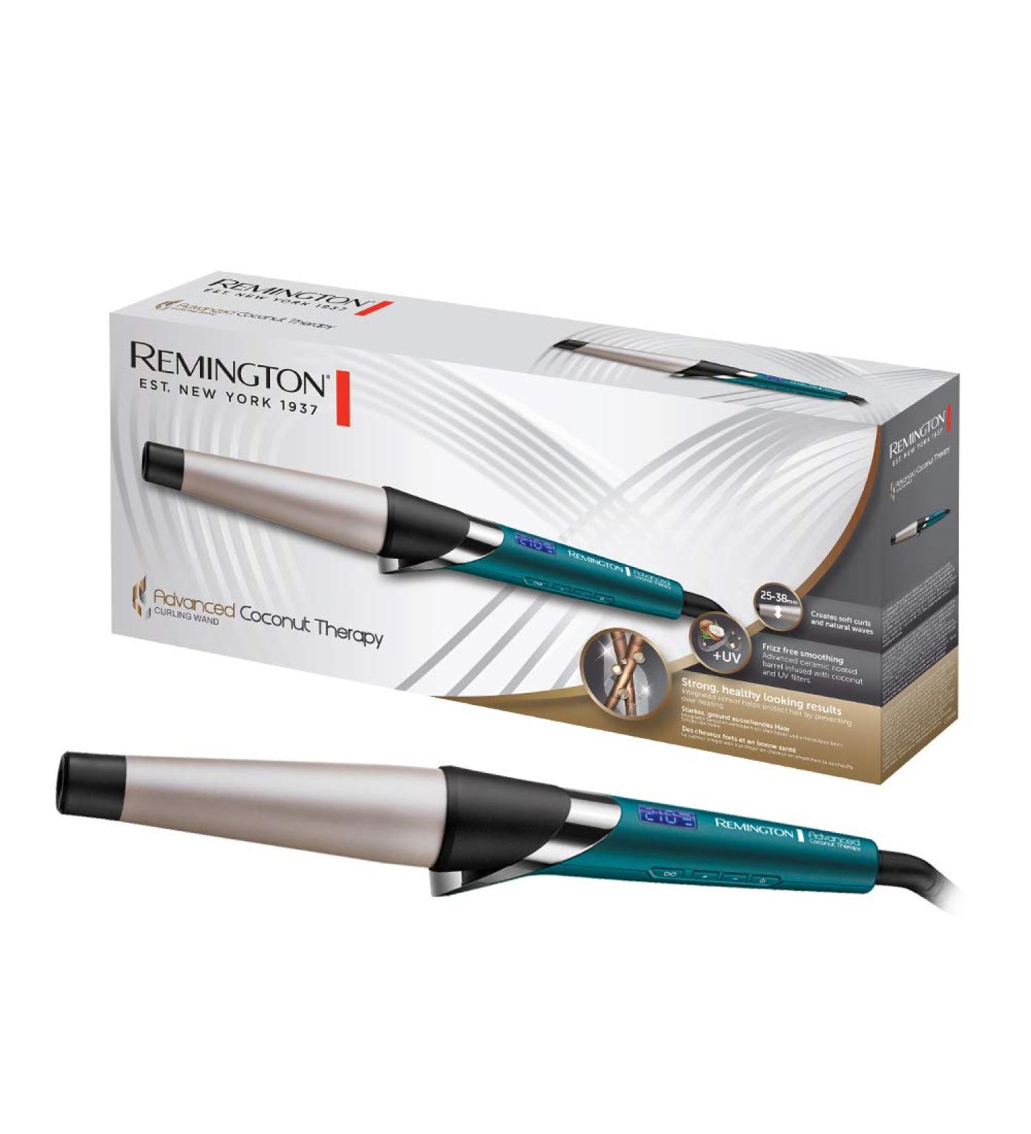 Remington CI86x8 Curling Iron - Large Curls & Natural Waves | Cone-Shaped 25-38mm | Coconut Therapy & UV Protection | LCD Display Up to 210C - Buy Online on GoSupps.com