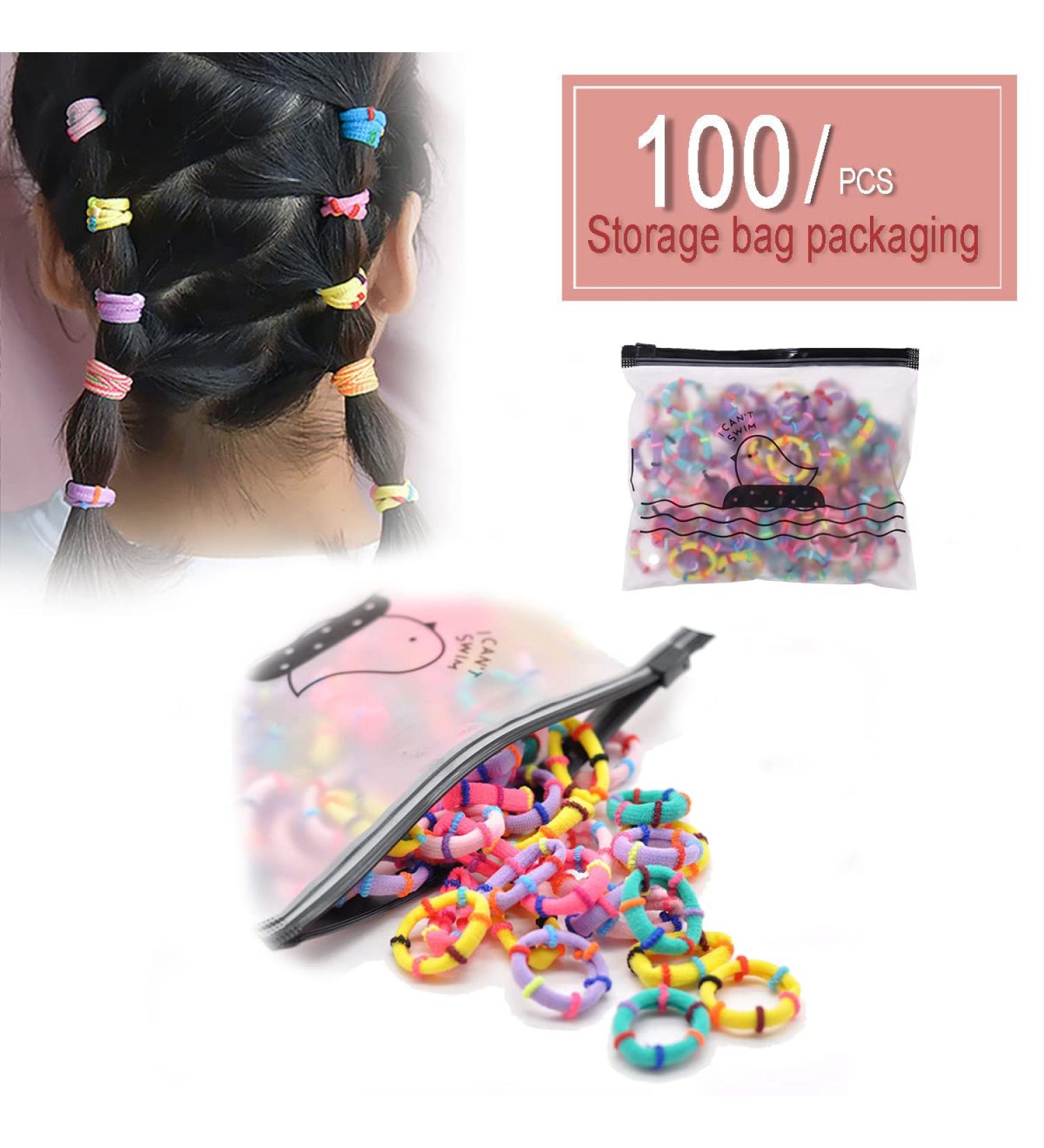 100PCS Baby Hair Ties - Soft Cotton Multicolor Hair Bands for Girls | Elastic Scrunchies for Ponytails - Bamboo Knot Design - Buy Online on GoSupps.com