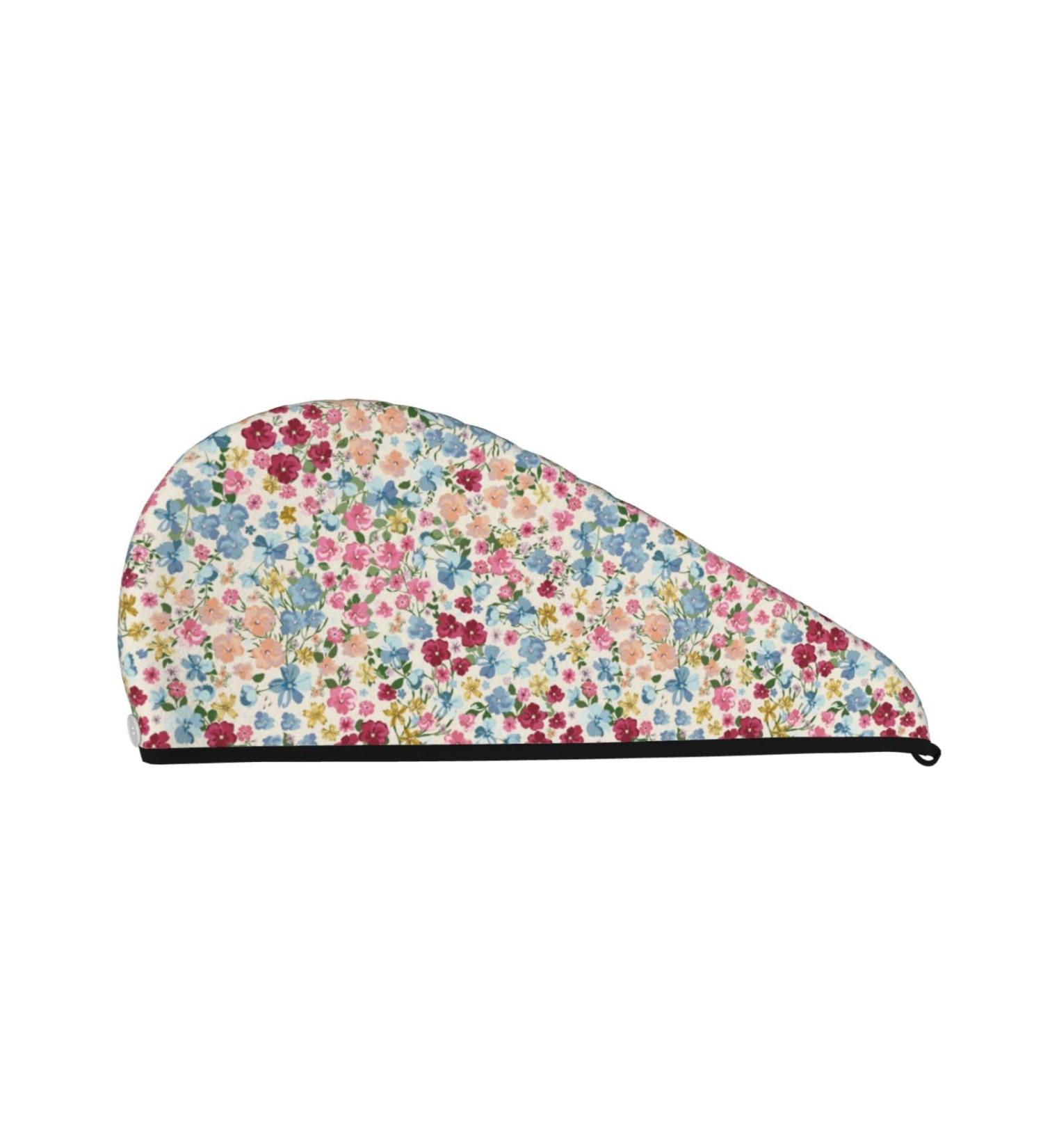 Hair Towel Wrap - Quick Drying Turban with Button | Trendy Floral Design for Easy Hair Care - Buy Online on GoSupps.com
