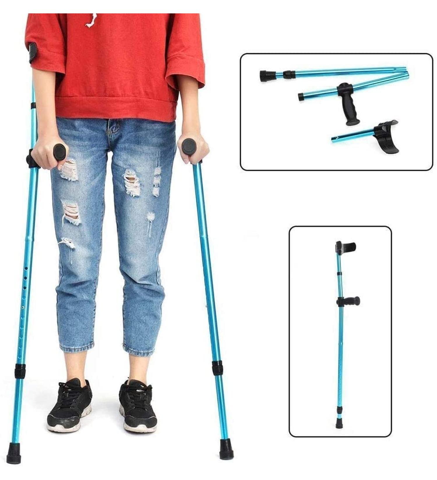 Forearm Crutches Adjustable Folding Cane Height Adjustable Forearm Crutches Lightweight Aluminum Elbow Support with Shock Absorbing Splightw - Buy Online on GoSupps.com