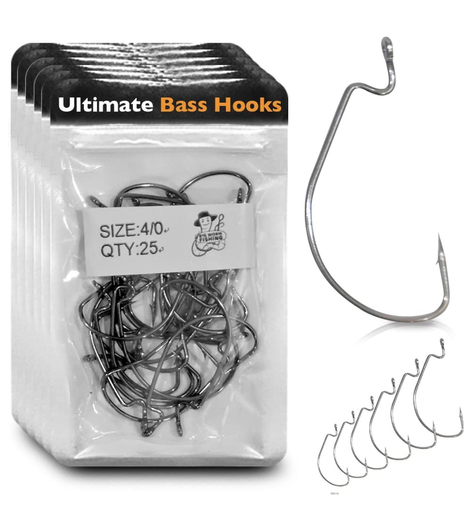 Bass Fishing Hooks Assortment - 150 Offset Hooks for Texas Rig Bass Fishing with Plastic Worms - Freshwater Fish Hook Set - Buy Online on GoSupps.com
