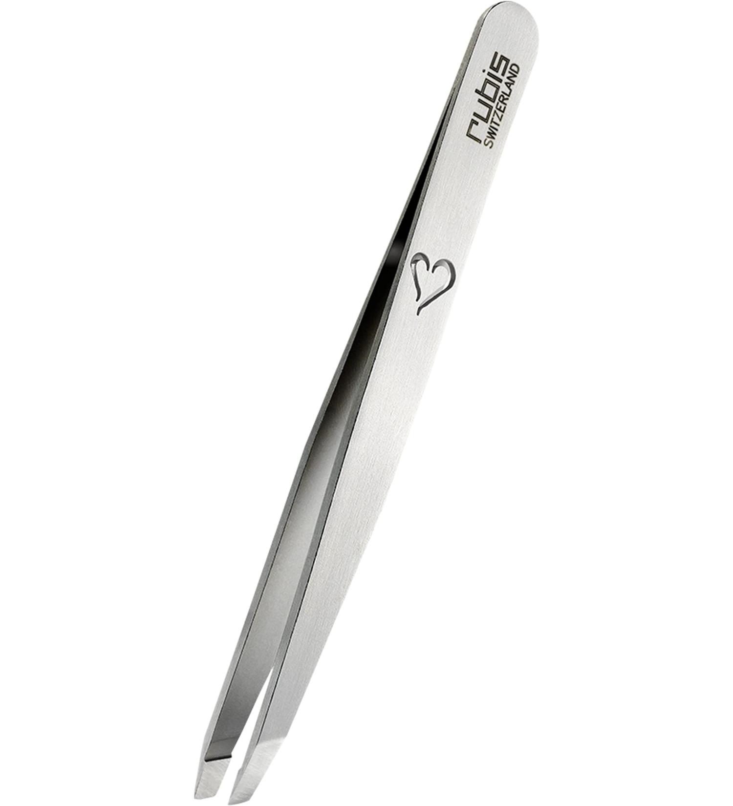 Rubis Classic Heart - Professional Eyebrow Tweezers Slanted Tip with Engraved Heart - Slanted Tweezers for Eyebrow Plucking and Hair Removal - Buy Online on GoSupps.com