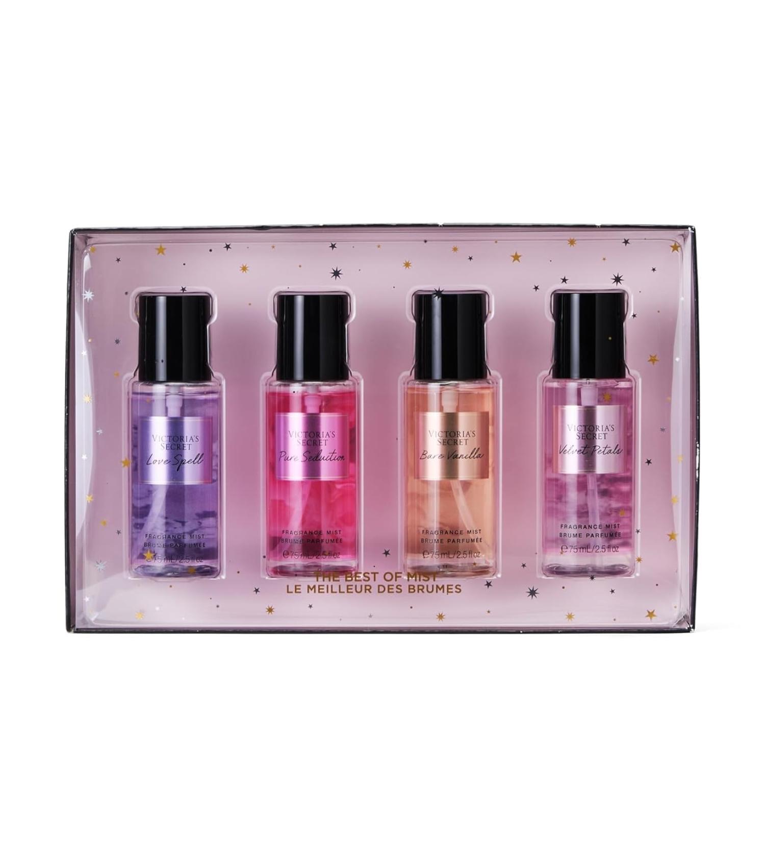 Victoria Body Mist Collection 4 Piece Mini Mist Gift Set: Love Spell Pure Seduction Bare Vanilla Velvet Petals. - Buy Online on GoSupps.com