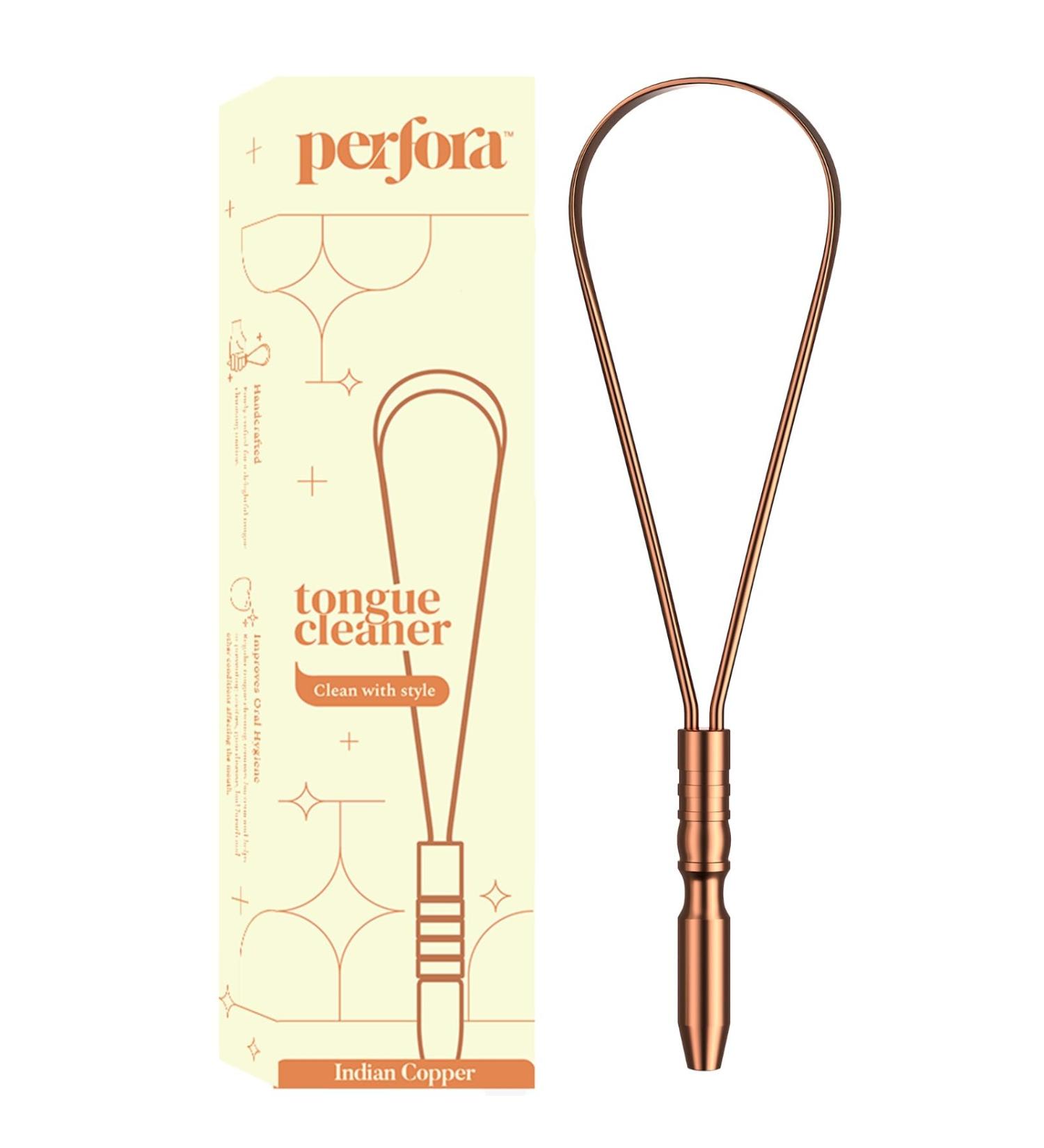 Perfora Copper Tongue Cleaner for Fresh Breath & Oral Hygiene | 100% Pure Indian Copper | Improve Taste | Ideal for Men & Women - Buy Online on GoSupps.com