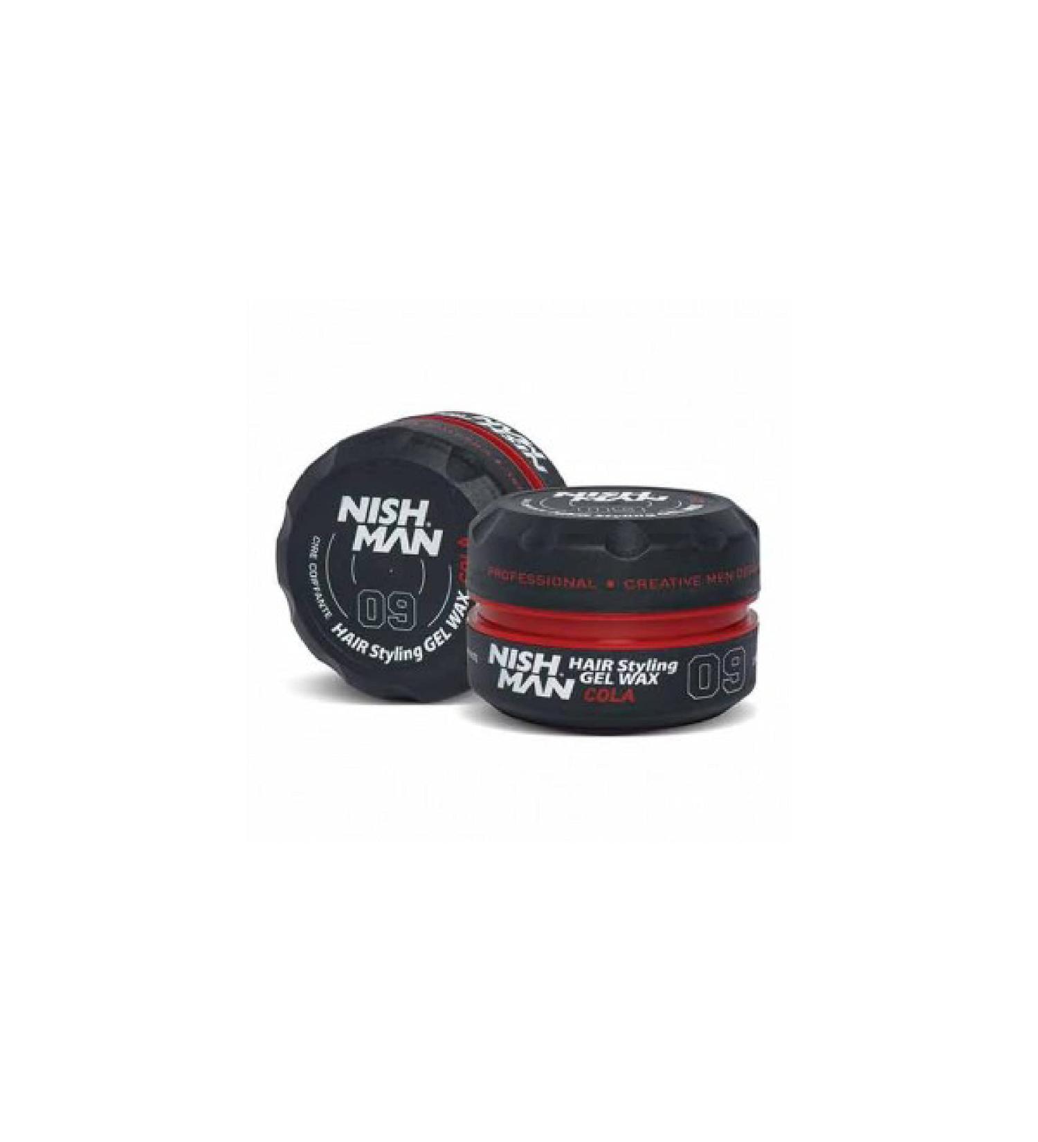 NISHMAN Hair Styling Gel Hair Wax for Men SHINE LOOK - 150 ml | Edge Control | Ultra High Strong Hold | Hair Clay Aqua Wax | Wax Stick Hair | Men's Hair Gel (09 Cola)