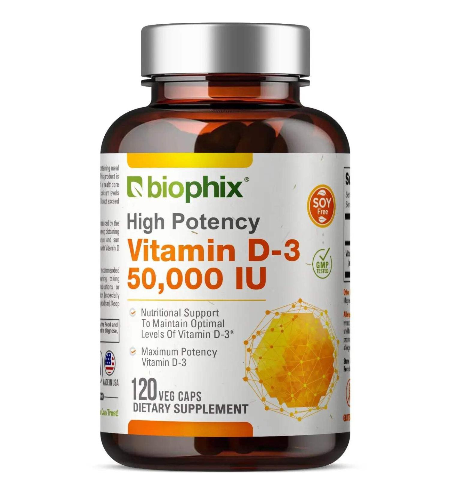 biophix Vitamin D-3 10000 IU High-Potency 120 Softgels - High-Potency Non-GMO Soy-Free Supports Strong Bones Immune Health - Buy Online on GoSupps.com