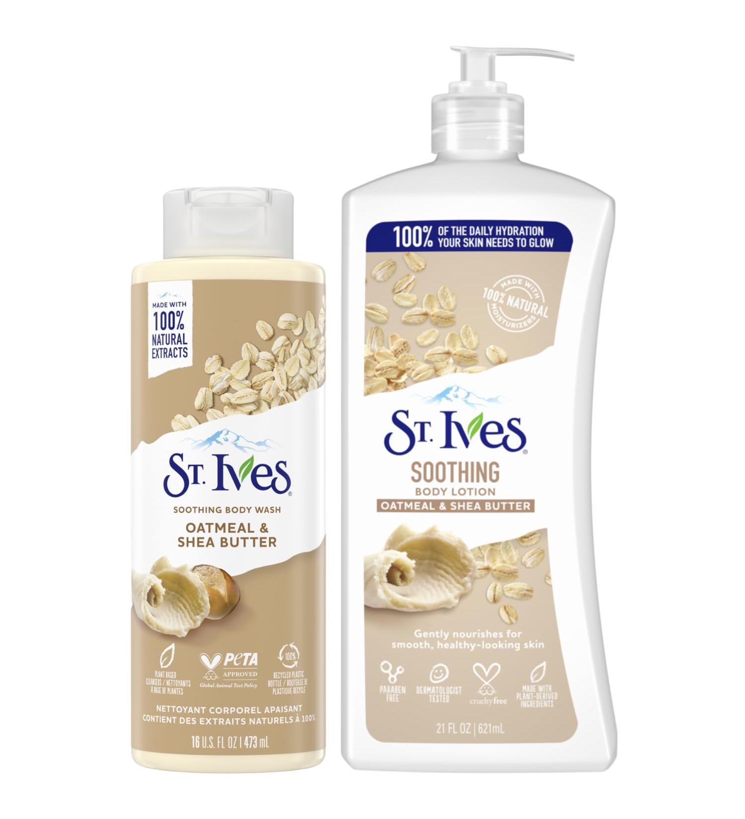 Buy St. Ives Body Wash & Lotion Set - Oatmeal & Shea Butter - Soothing & Moisturizing (2 Piece) - International Shipping Available - Buy Online on GoSupps.com