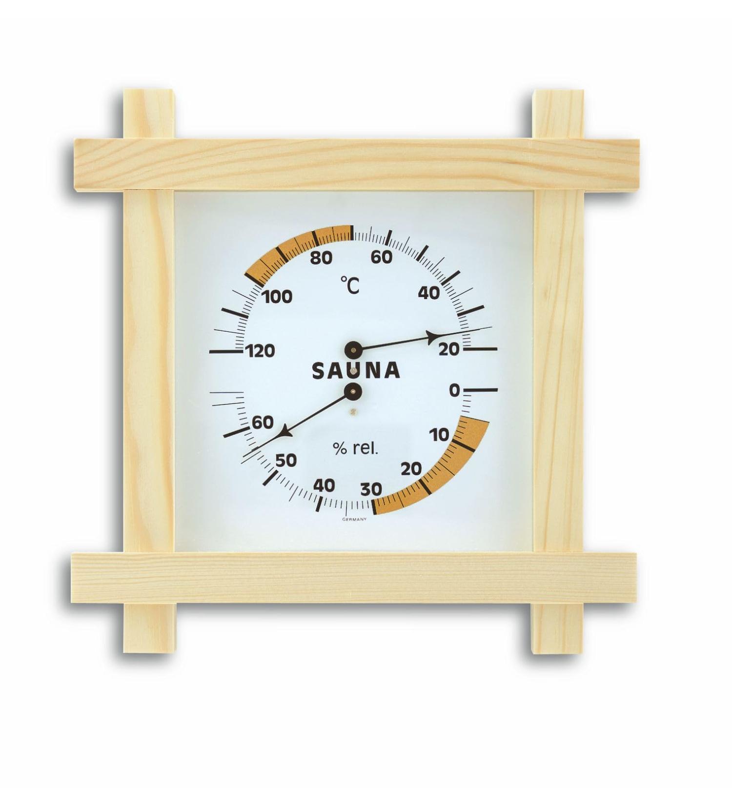 TFA Dostmann Sauna-Thermo-Hygrmometer 40.1008 with wooden frame especially precise thanks to hair-synthetic work nature (l) 220 x (b) 51 x (h) 220 mm
