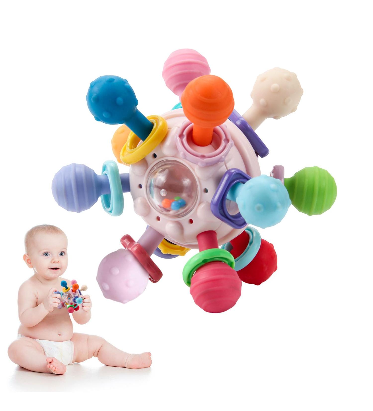 MyDova Silicone Baby Bite Toys | BPA-Free Gripping Ball Rattles for 0-9 Months | Perfect Baby Gift in Pink - Buy Online on GoSupps.com