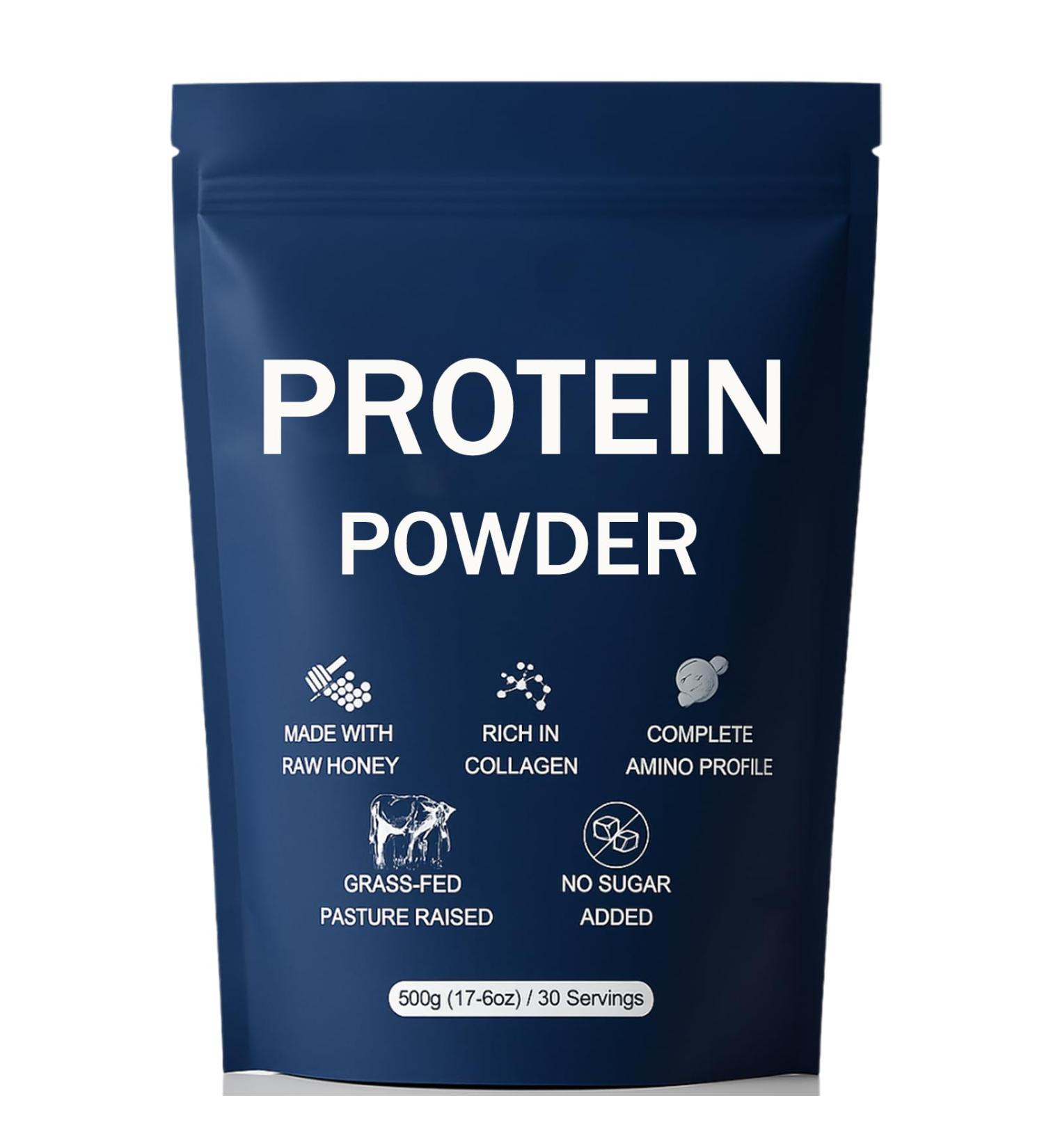 hanachi Protein Powder Over 80 Trace Elements with Beef Protein Powder Collagen Powder Raw Honey Maple Syrup Organic Dates Improved Skin Elasticity More Muscle Gain Gentle On Gut 500g (1) - Buy Online on GoSupps.com