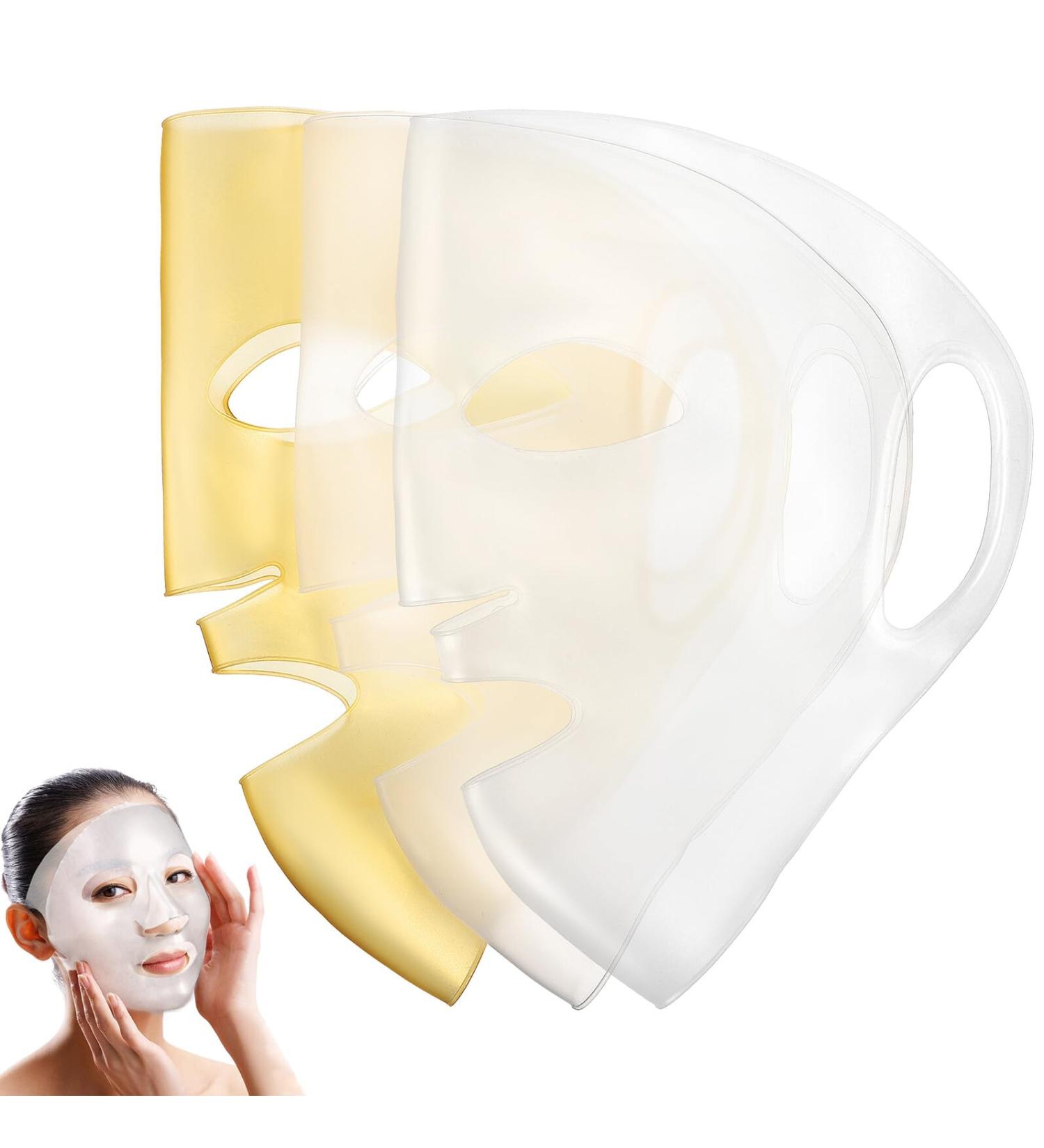 Cabilock Lot de 3 Masques Faciaux en Silicone 3d R utilisables Petit Format Blanc et Dor pour Femmes Maintien du S rum Soin du Visage Salon et Usage Personnel - Buy Online on GoSupps.com