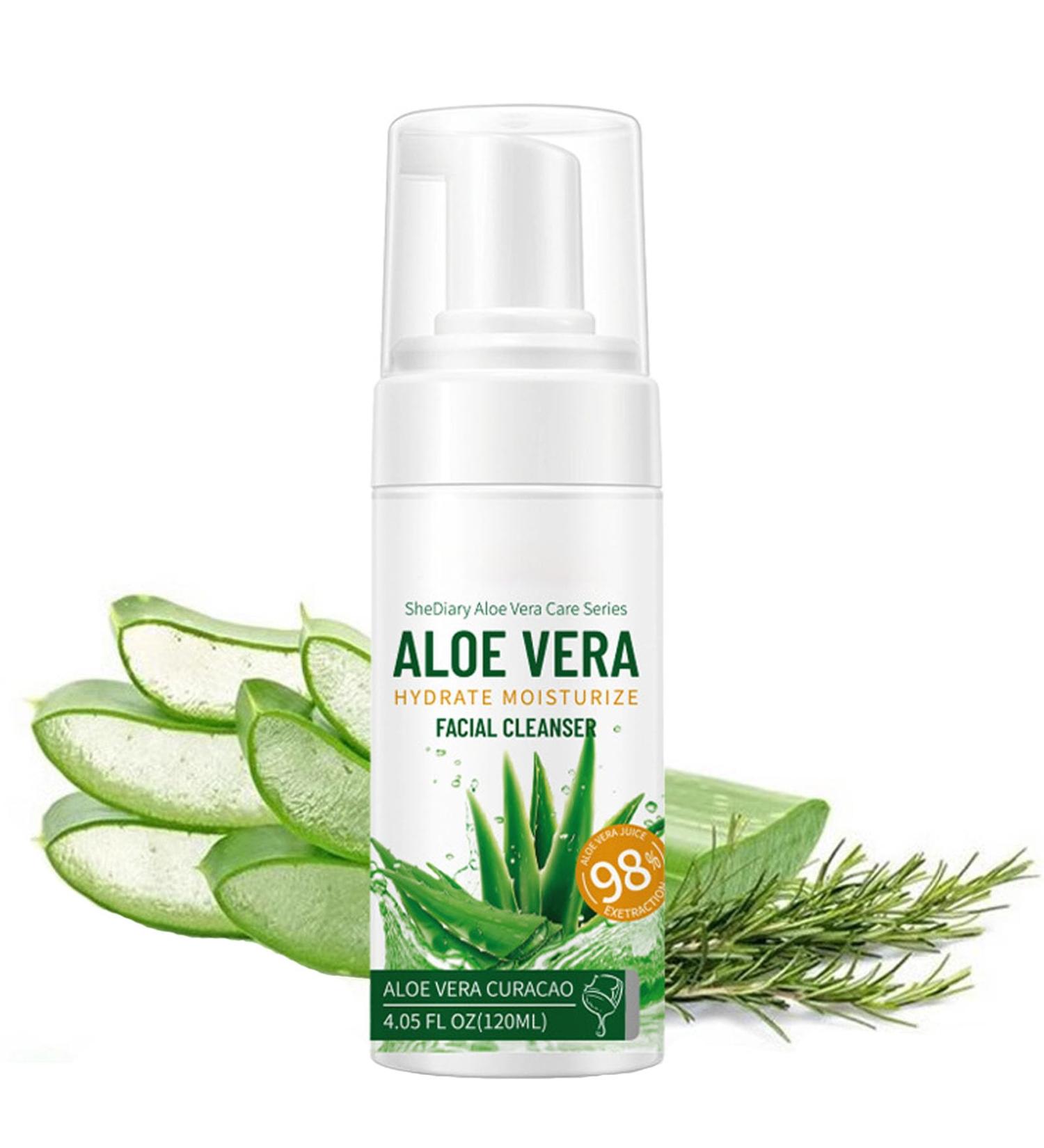 Aloe Vera Face Cleanser | Gentle Exfoliating Foam for All Skin Types | Hydrating & Soothing Cleanser - International Shipping Available - Buy Online on GoSupps.com