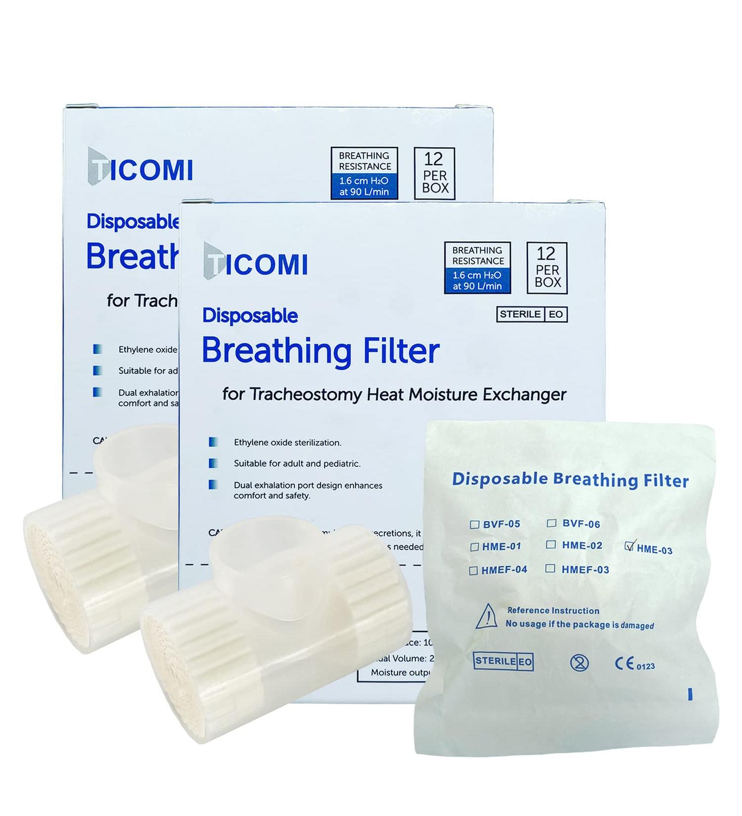 Tracheostomy Humidifier - Pack of 24 Sterilized Trach Heat Moisture Exchangers & HMEs Filter for Optimal Breathing - Buy Online on GoSupps.com