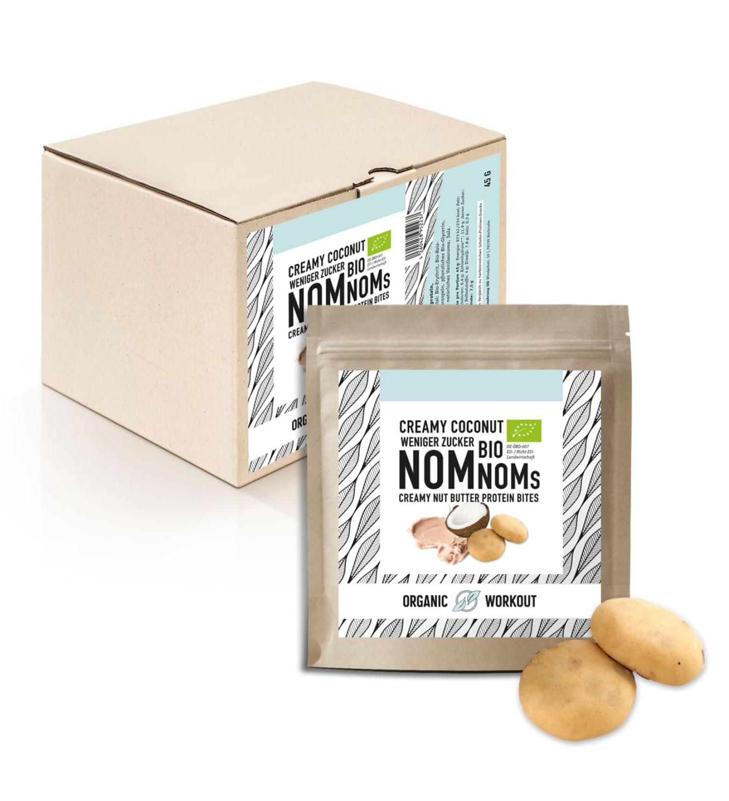 Creamy Coconut Nomnoms | Organic Vegan Protein Bites | Healthy Snack Alternative - 5 Packs of 3 Bits - Buy Online on GoSupps.com