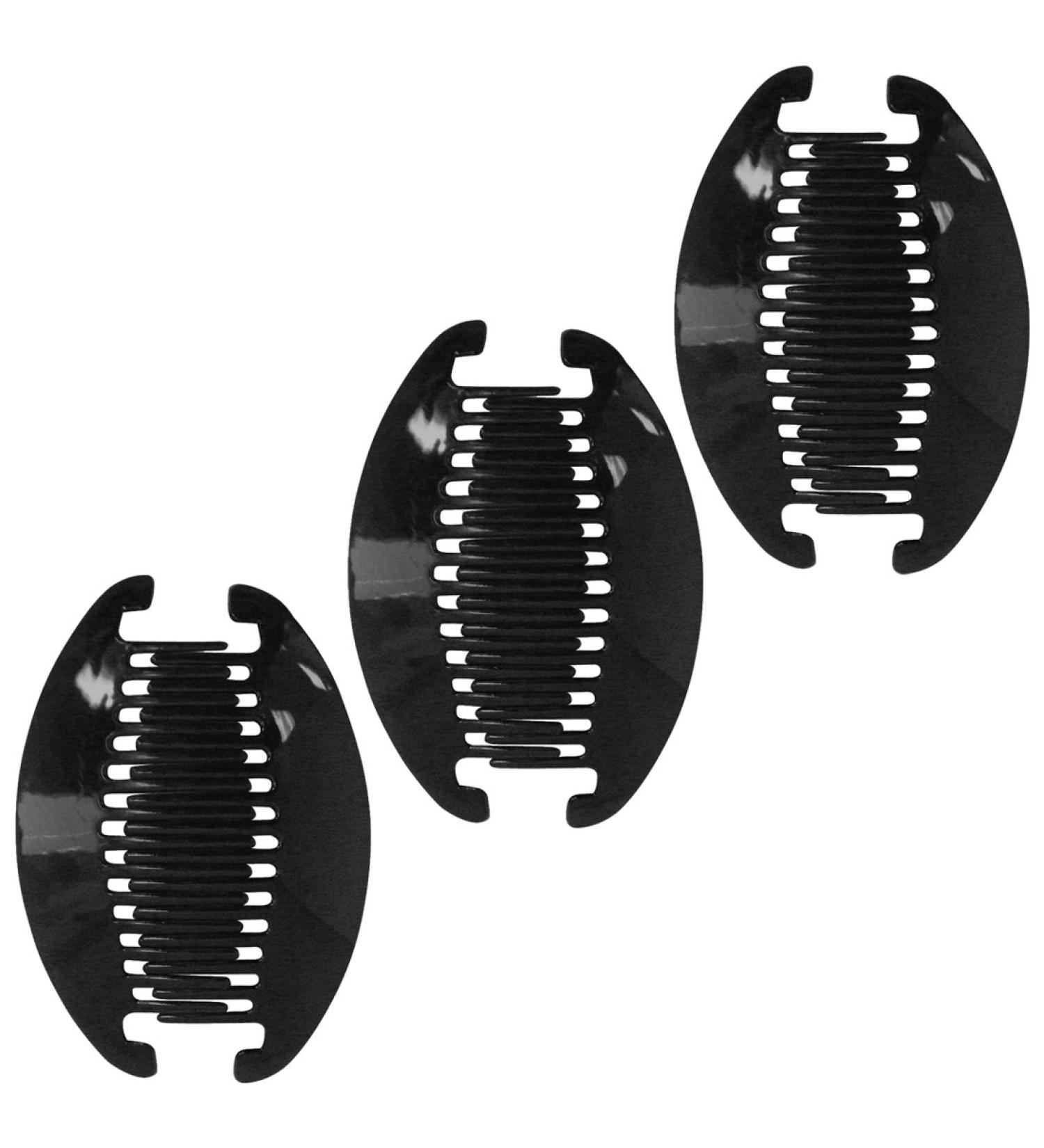 Set of 3 Black 6.5 Inch Interlocking Banana Hair Clips - Stylish Hair Accessories - Buy Online on GoSupps.com