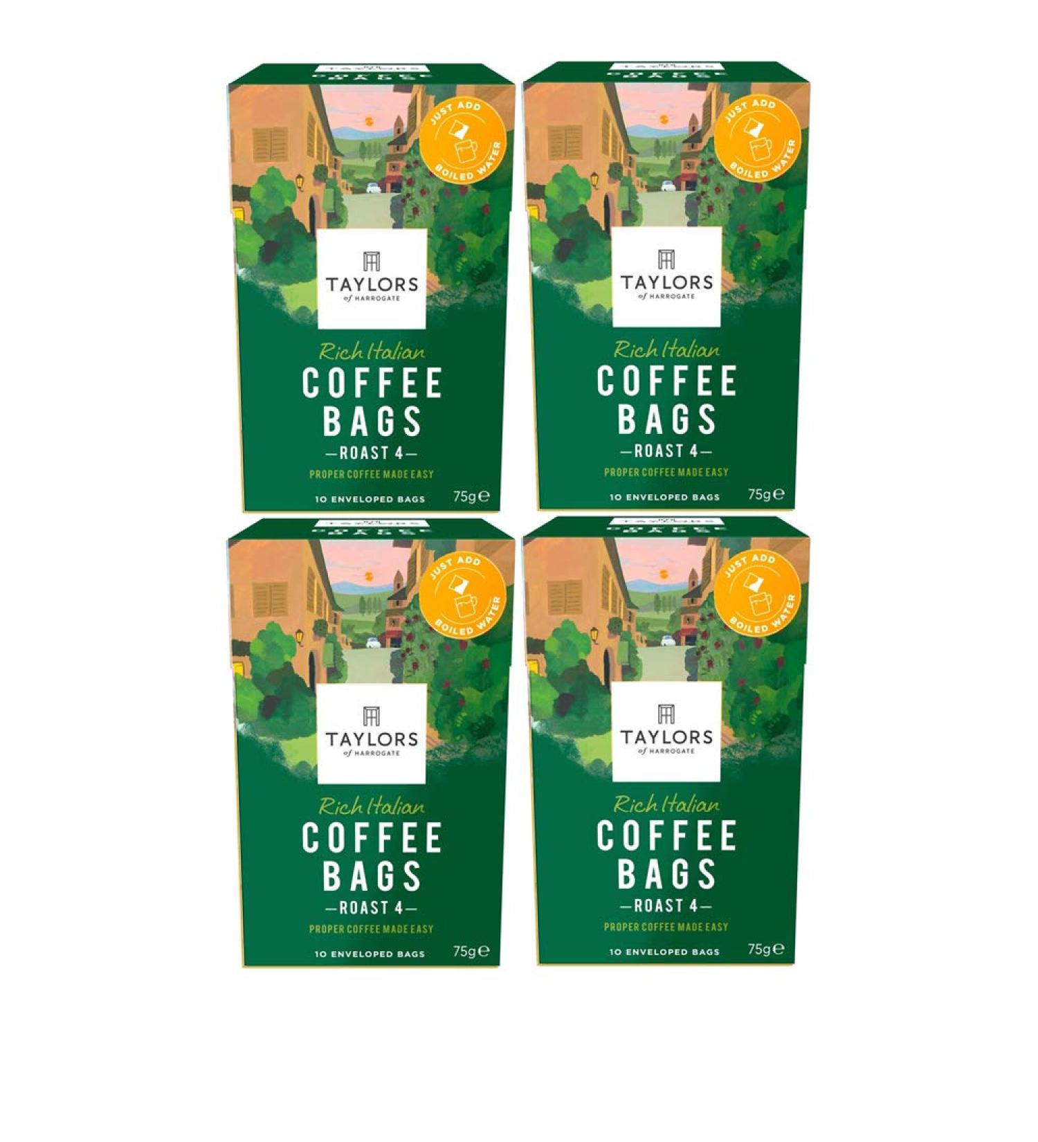 Coffee Taylors of Harrogate Fair Trade Roast Ground Coffee Bags (Pack of 10) (40 Bags)