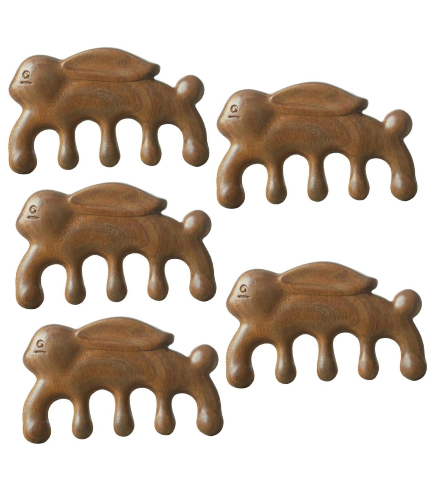 Frcolor Green Sandalwood Massage Comb - 5-Sty Wooden Scalp Massager for Women | Portable Meridian Cams - Buy Online on GoSupps.com