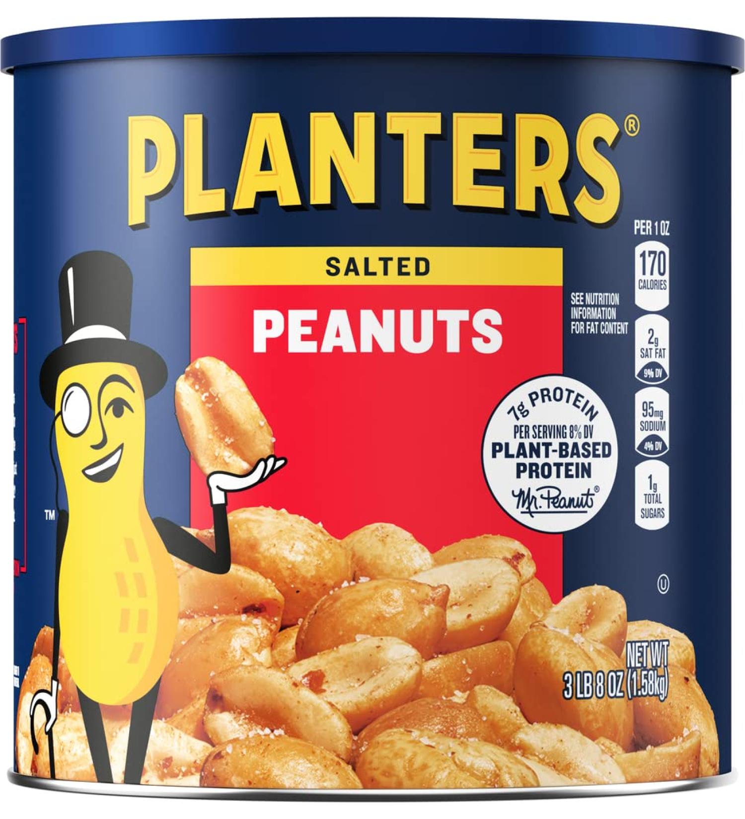 Planters Salted Peanuts (56 oz) - Large Canister for Snacking - Buy Online on GoSupps.com