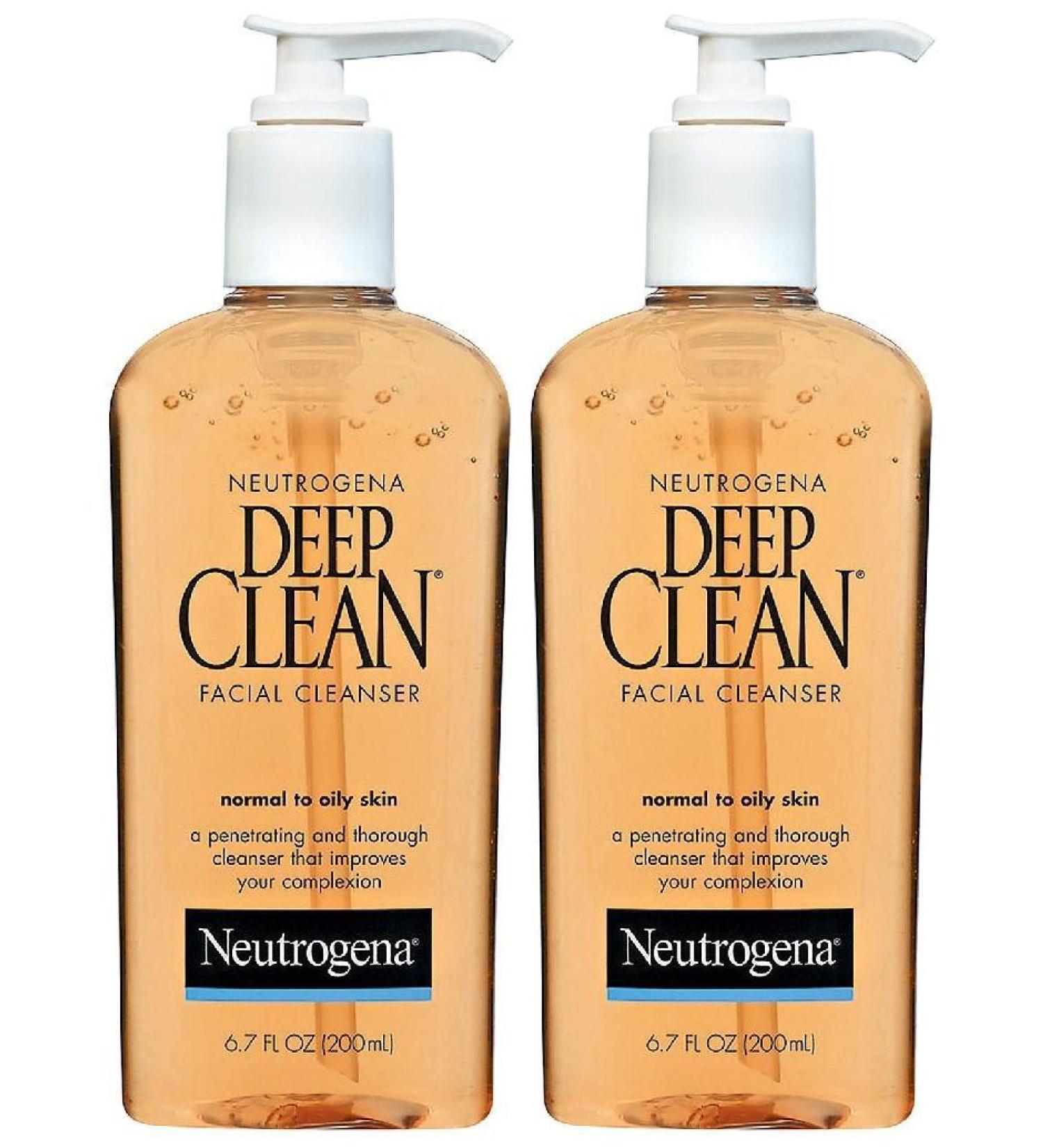 Neutrogena Deep Clean Daily Facial Cleanser with Beta Hydroxy Acid for Normal to Oily Skin Alcohol-Free Oil-Free & Non-Comedogenic 6.7 fl. oz (Pack of 2)