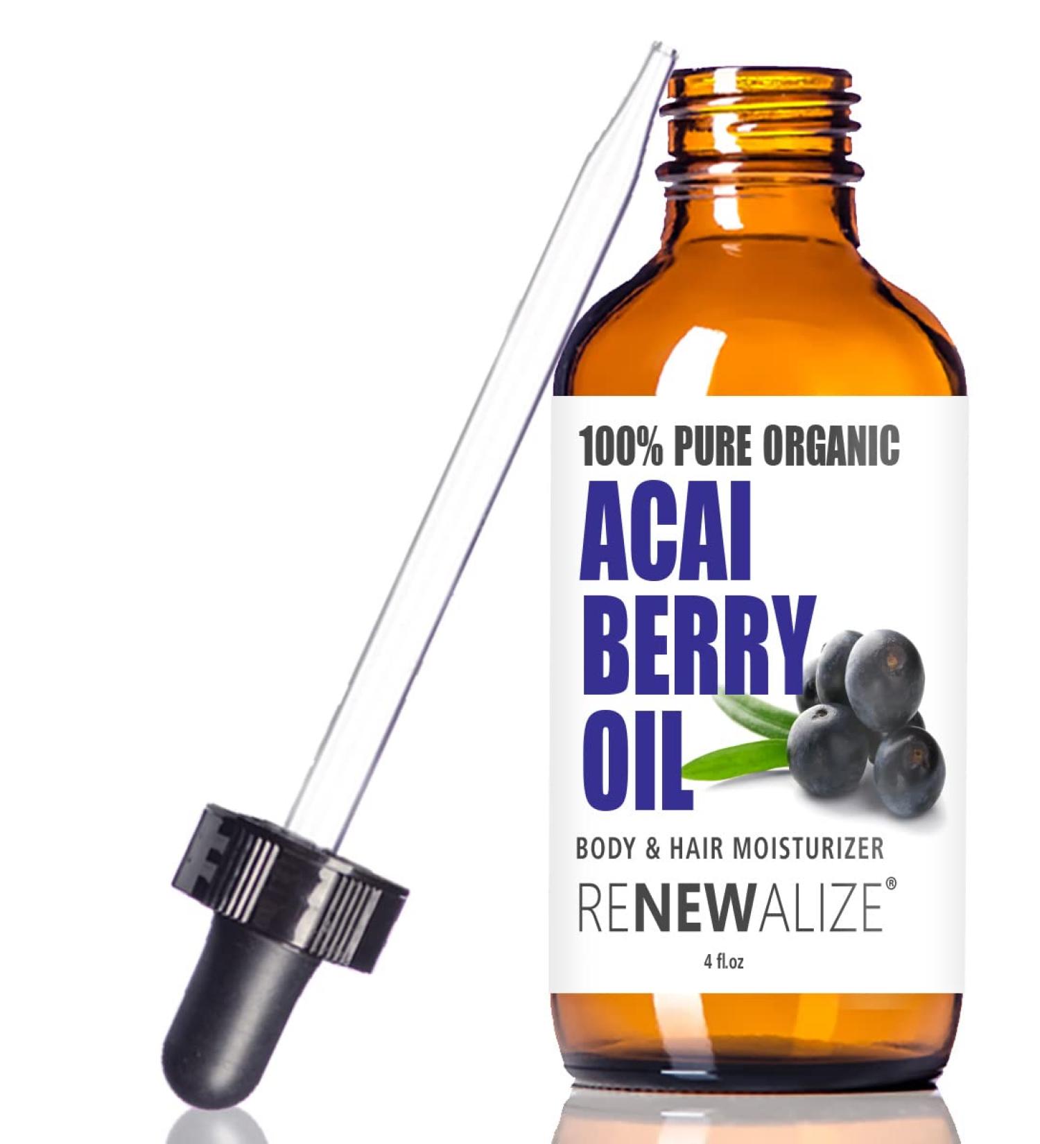 Virgin Organic Acai Berry Oil Treatment - 100% Pure & Natural for Hair Skin Body & Face | 4 fl oz | International Shipping Available - Buy Online on GoSupps.com