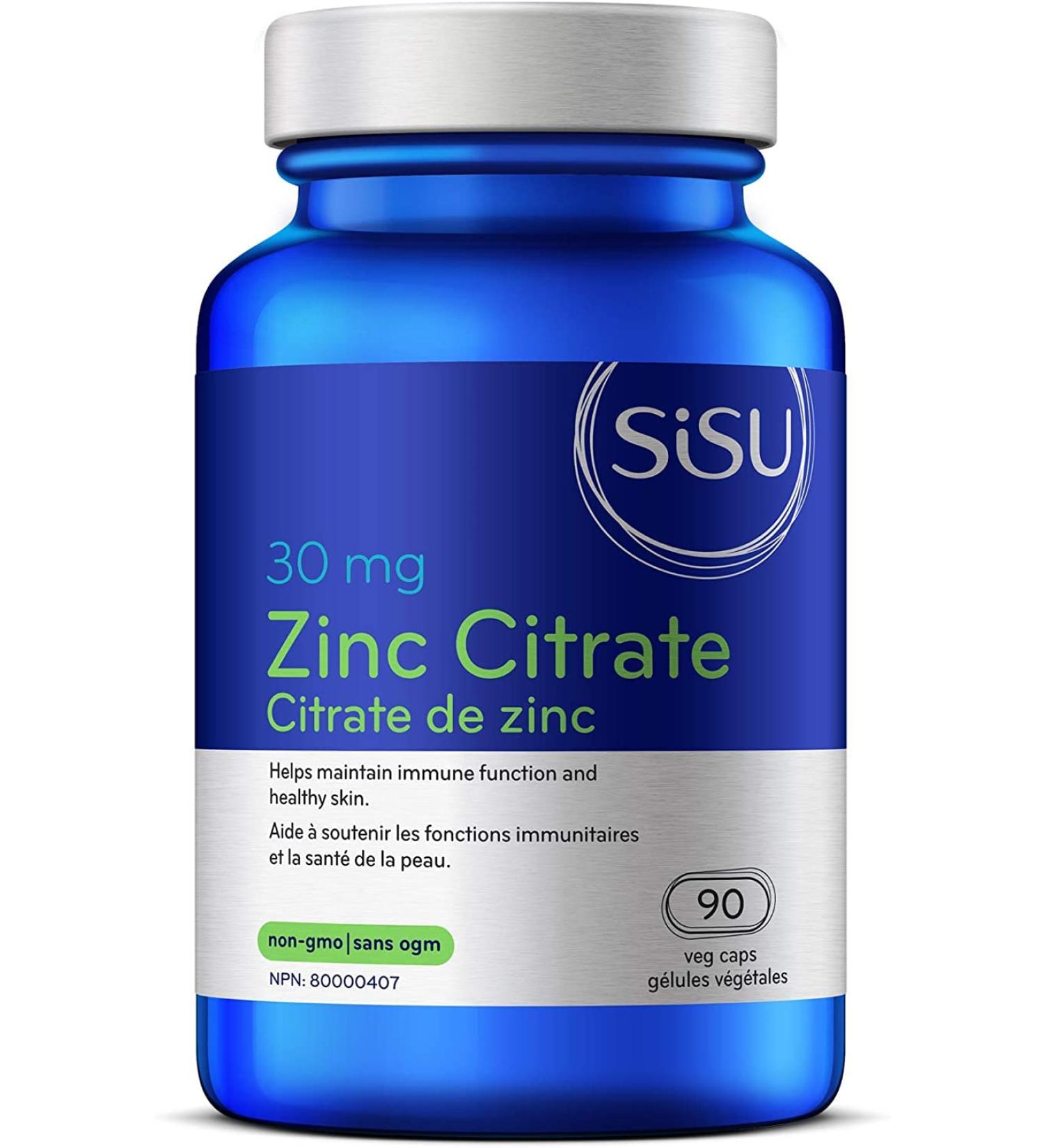 Sisu Zinc Citrate 90 Vegetable Caps - High-potency Zinc Supplement - Immune & Prostate Health Support - Vegan Non-GMO Soy Gluten & Dairy Free - 90 Servings - Buy Online on GoSupps.com