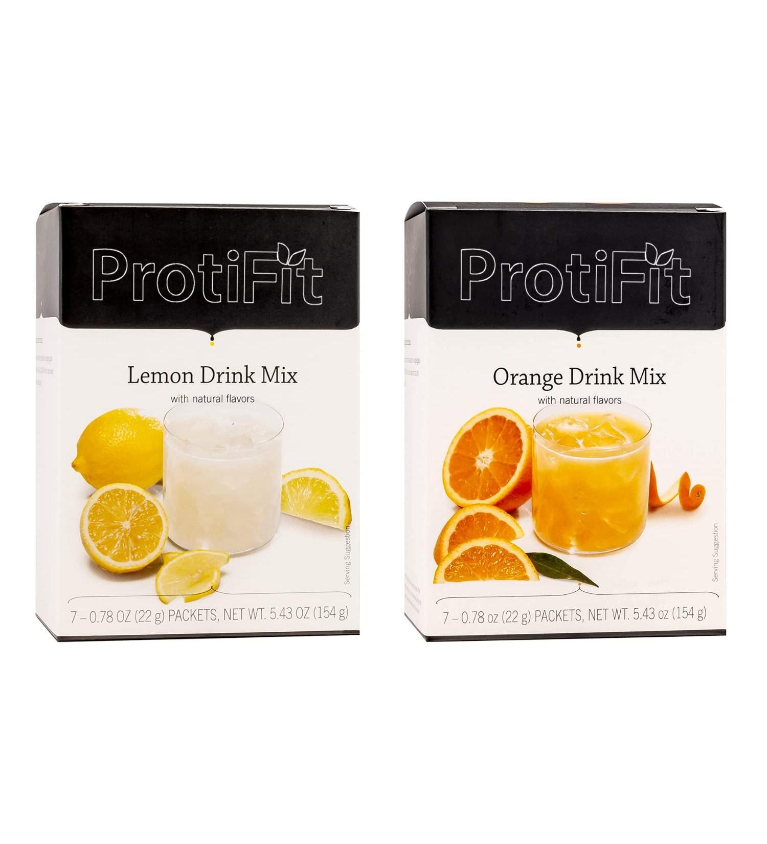 PROTIFIT - High Protein Lemon & Orange Fruit Drink 2 Pack 15g Protein Low Calorie Sugar Free Ideal Protein Compatible 7 Servings Per Box (2 Pack) - Buy Online on GoSupps.com
