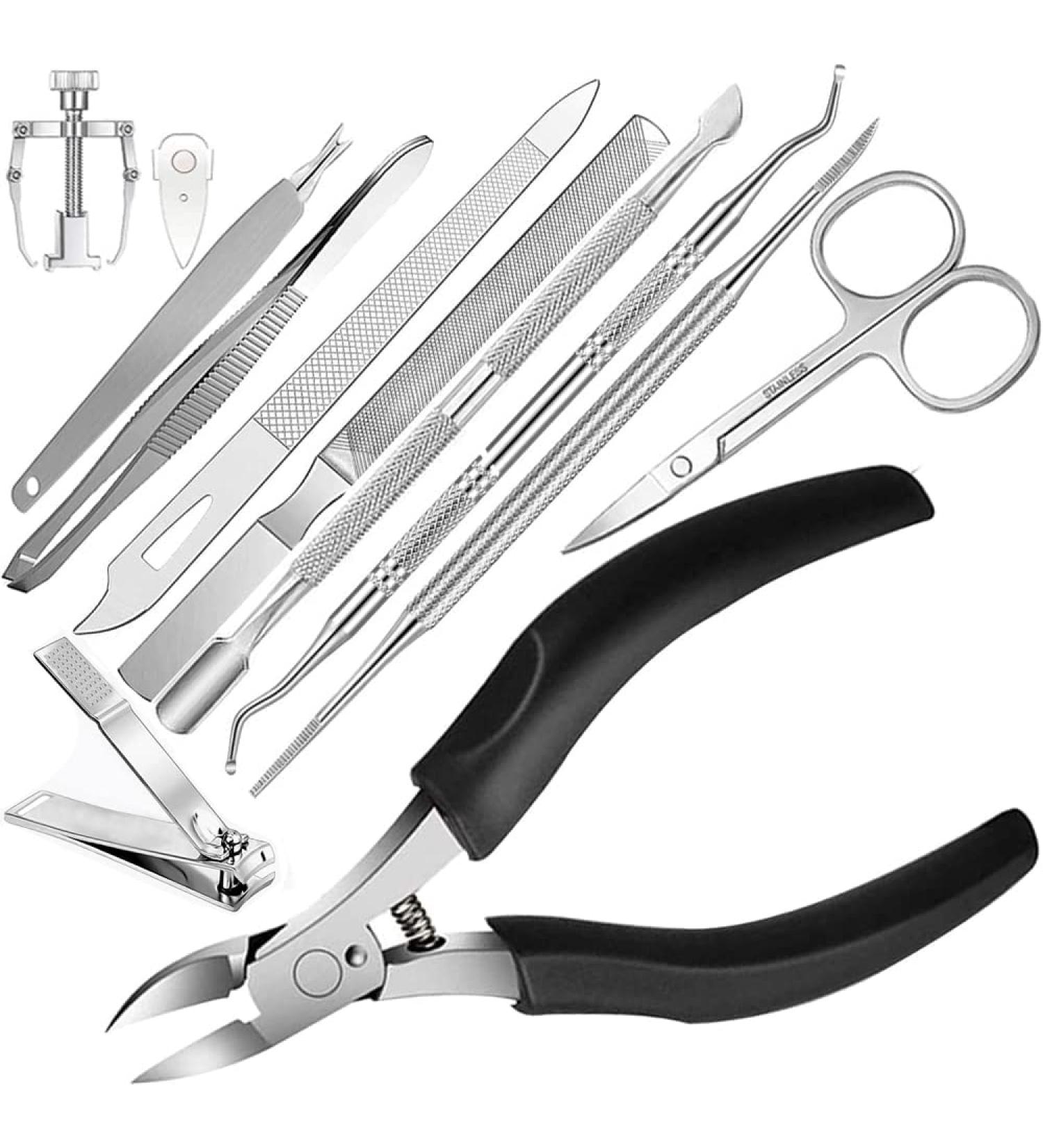 Professional Toenail Clippers Set Super Sharp Nail Clippers for Thickness & Ingrown Hard Toenails Stainless Steel Pedicure Clippers Nail File and Soft Handle Nail Scissors Set Bag - Buy Online on GoSupps.com