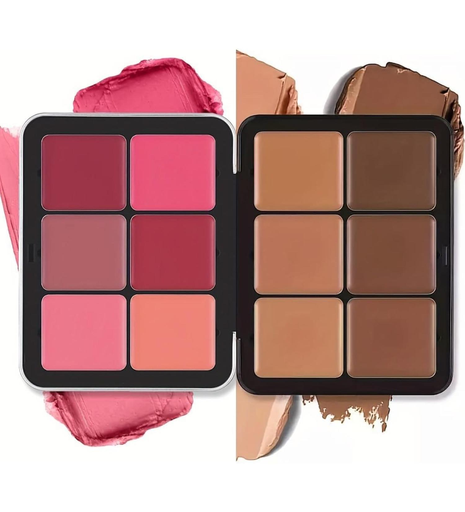 Palette de 12 couleurs d'anticernes et de fards joues longue tenue r sistante aux bavures estompable 2 en 1 fards joues en cr me au fini mat Palette de maquillage pour le visage (#02) #12-2 - Buy Online on GoSupps.com