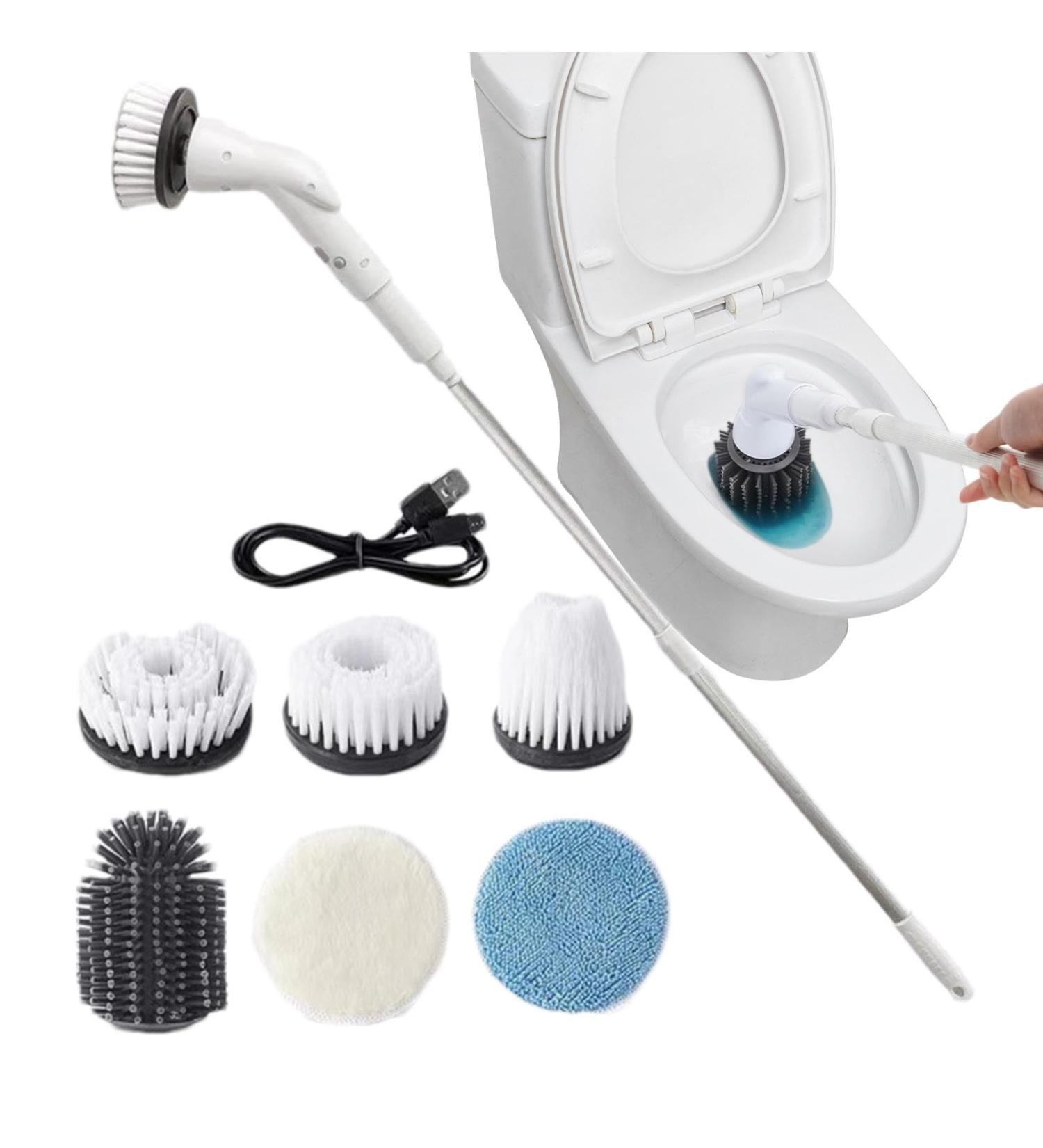 Electric Scrubber - 2000mAh Rotating Shower Brush Cleaners Electric Tub Scrubber with Retractable Handle Power Floor Scrubber for Bathroom - Buy Online on GoSupps.com