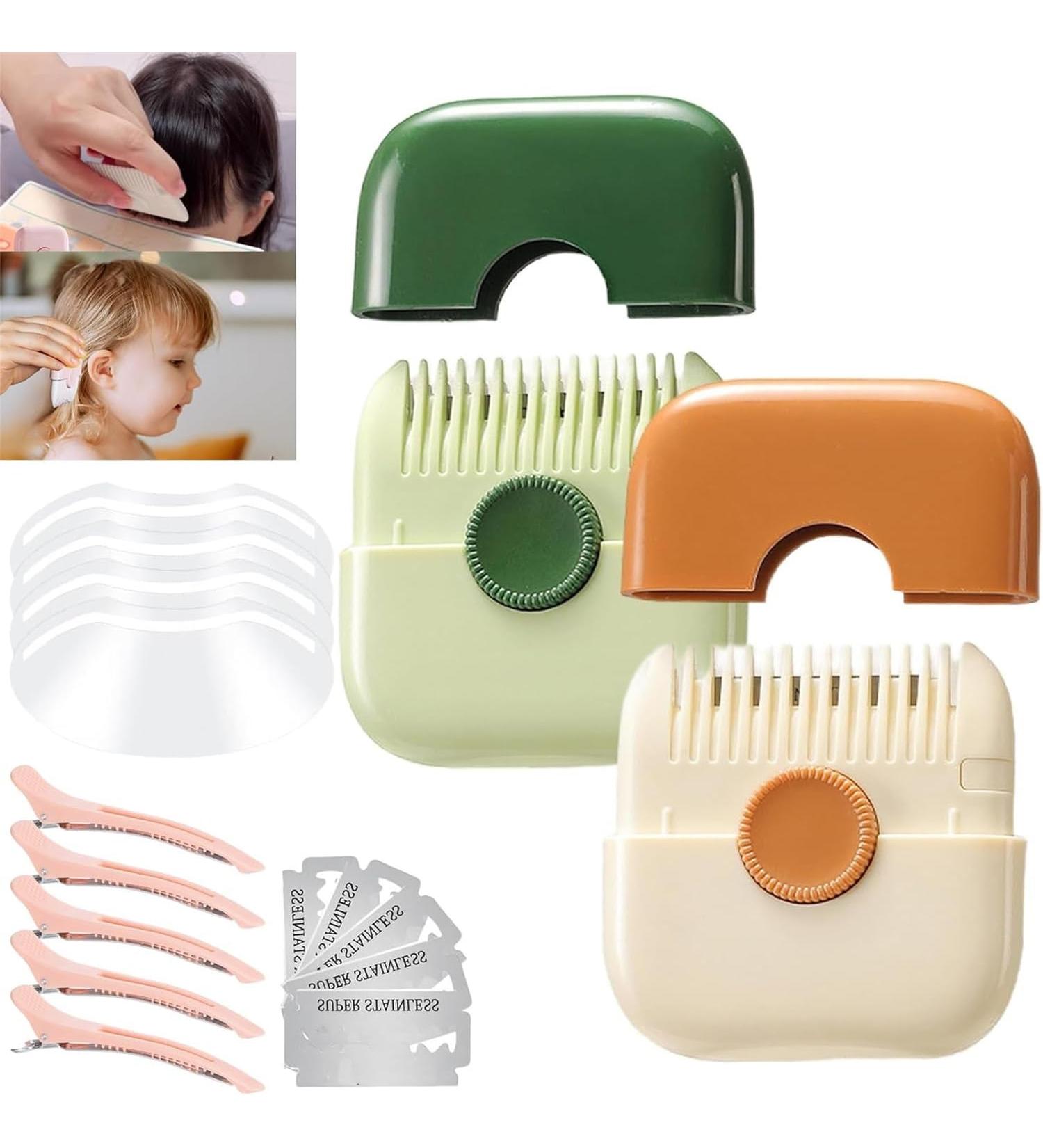 2-in-1 Kids Hair Trimmer & Comb - Trimpocket Hair Tool for Split Ends & Bangs (Green/Brown - Buy Online on GoSupps.com