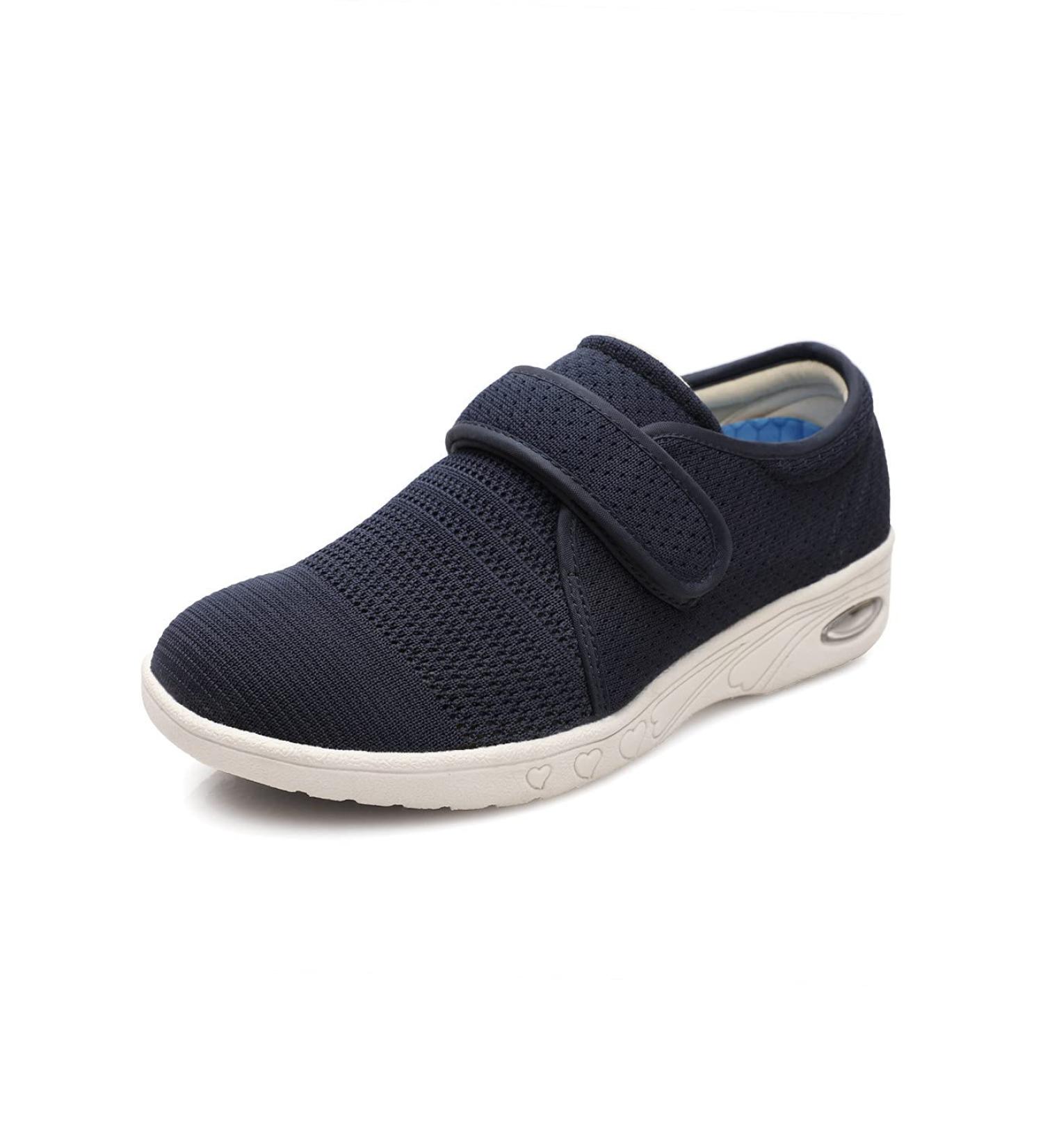 DENACARE Women's Lightweight Wide Width Shoes with Adjustable Closure for Diabetic Edema Plantar Fasciitis Bunions Arthritis - SW3 Blue - Size 9.5 Wide - Buy Online on GoSupps.com