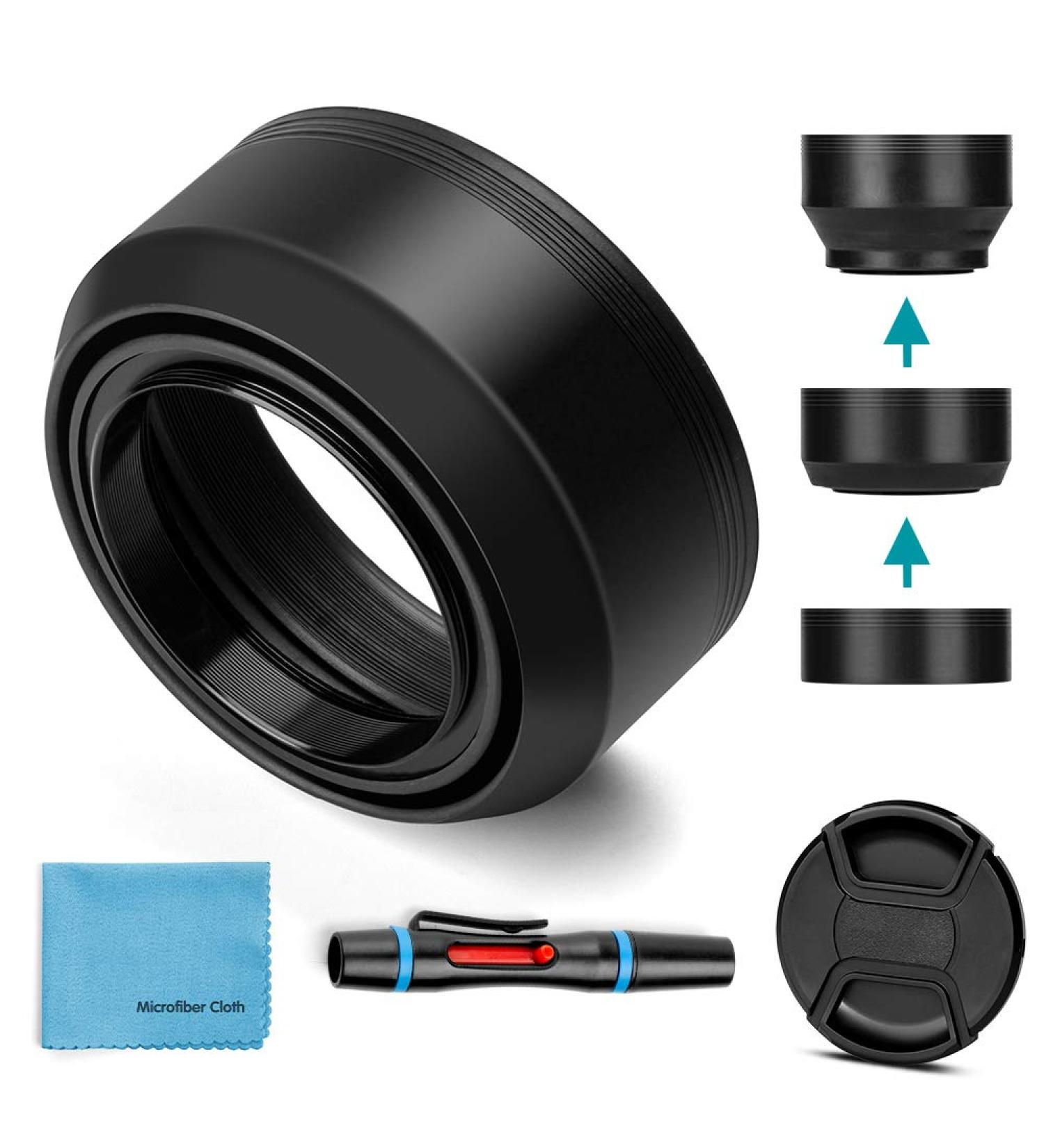 62mm Universal Collapsible Lens Hood with Lens Cap for Canon Nikon Sony Pentax Olympus Fuji Camera - Buy Online on GoSupps.com