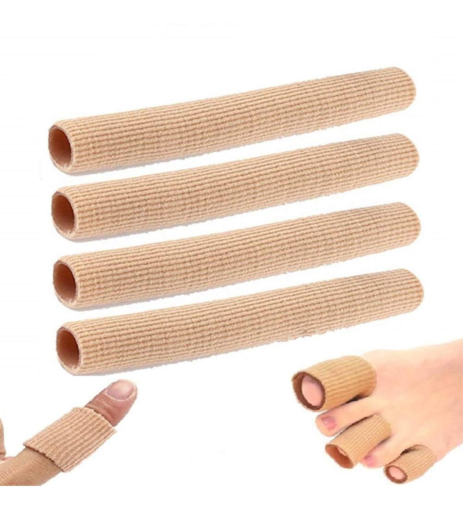 4 Pieces Gel Toe Caps & Bandage - Finger Protection Toe Separator & Cushion for Corn Relief - 15x2.5cm - Buy Online on GoSupps.com
