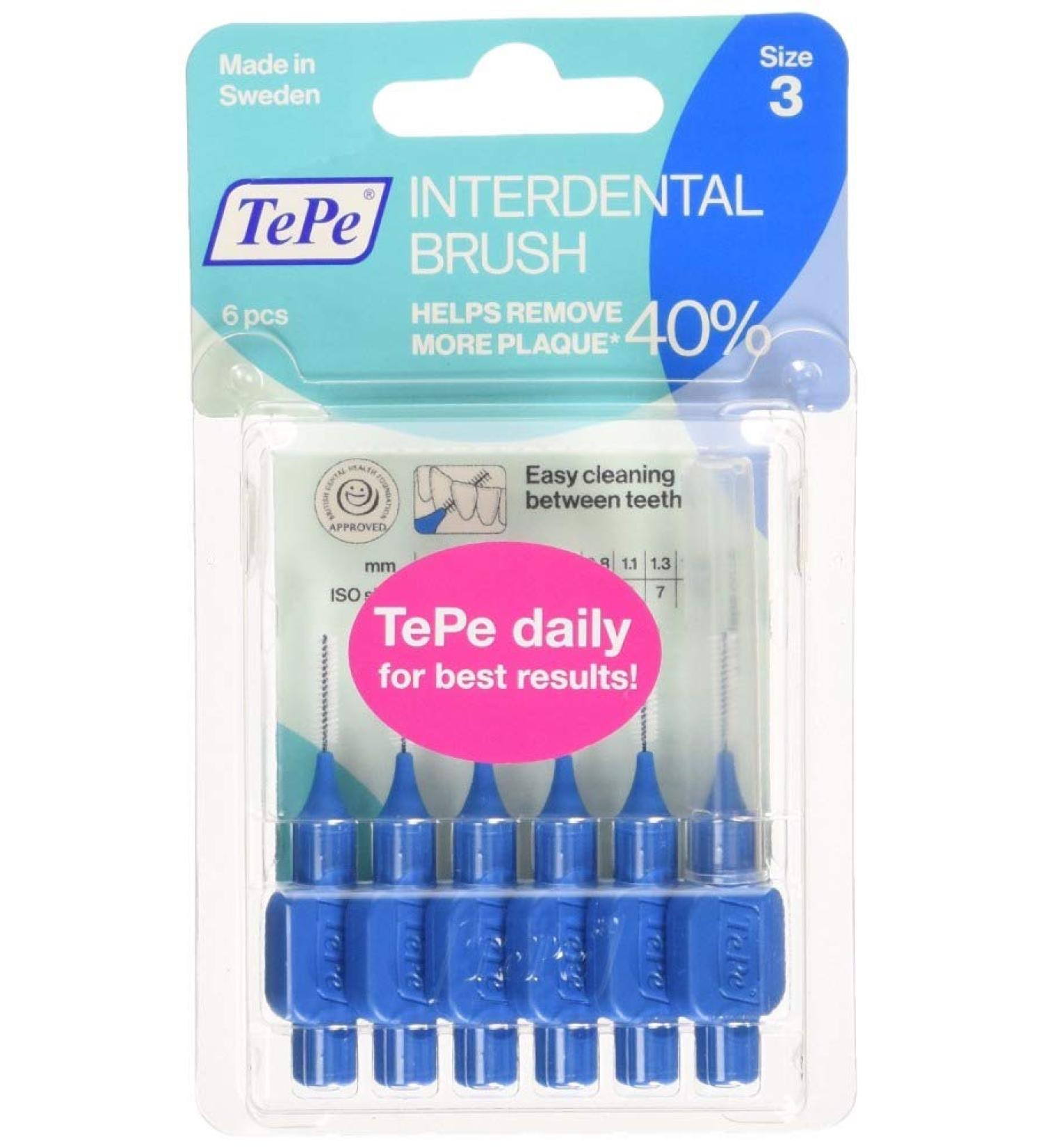 TePe Interdental Brush Blue - Size 3 6Pcs Blue 6 Count (Pack of 1)