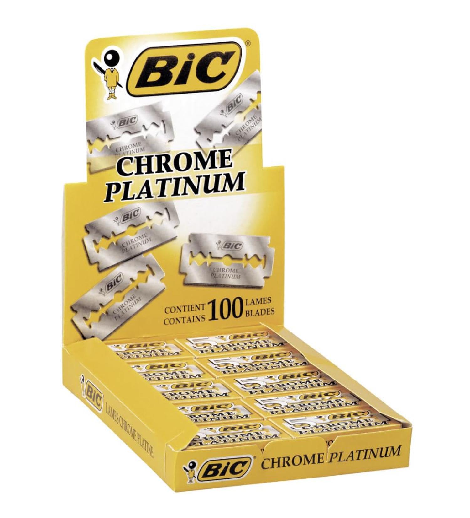 BIC Chrome Platinum Double Edge Safety Razor Disposable Single Blades (100 Pack) Pack of 100 100 count (Pack of 1) - Buy Online on GoSupps.com