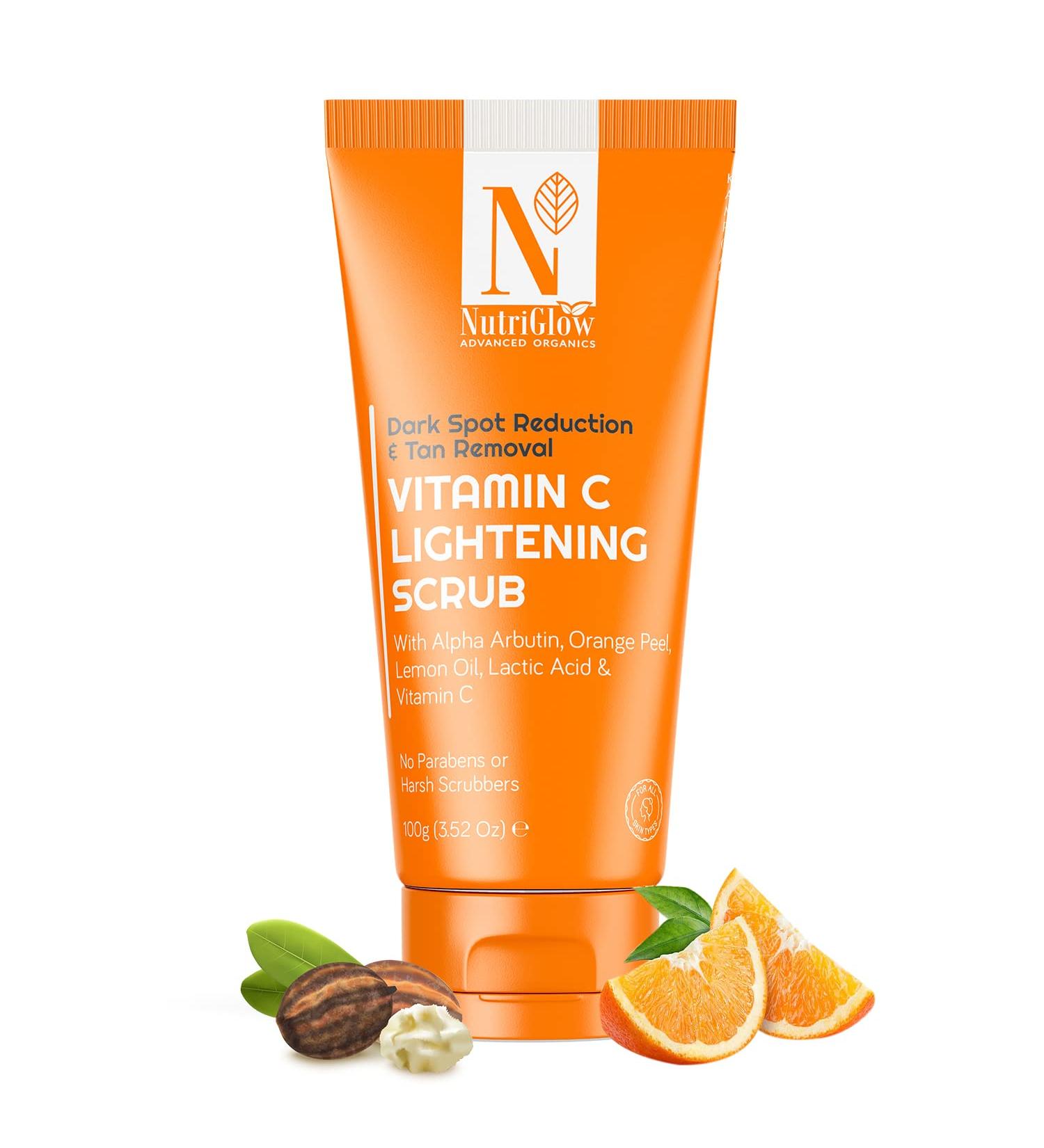 Nutriglow Advanced Organics Vitamin C Lightening Face Scrub - 100gm | Best Skin Brightening Exfoliator for Radiant Glow - International Shipping Available - Buy Online on GoSupps.com
