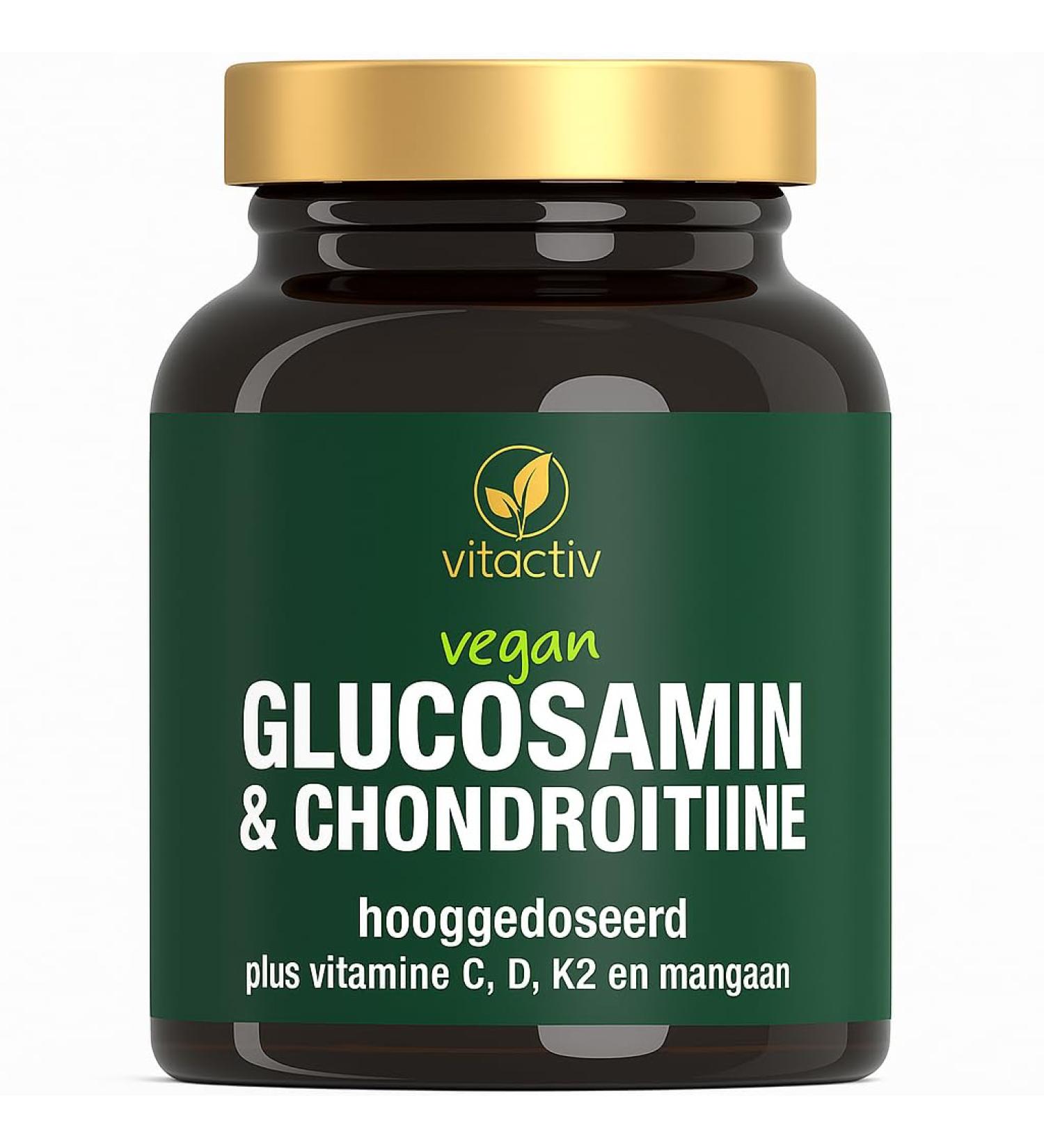 Vitactiv Natural Nutrition VITACTIV glucosamine & chondroitin 60 capsules high dose with 1200 mg glucosaminesulfaat plus vitamin C D K2 in mangaan - Buy Online on GoSupps.com