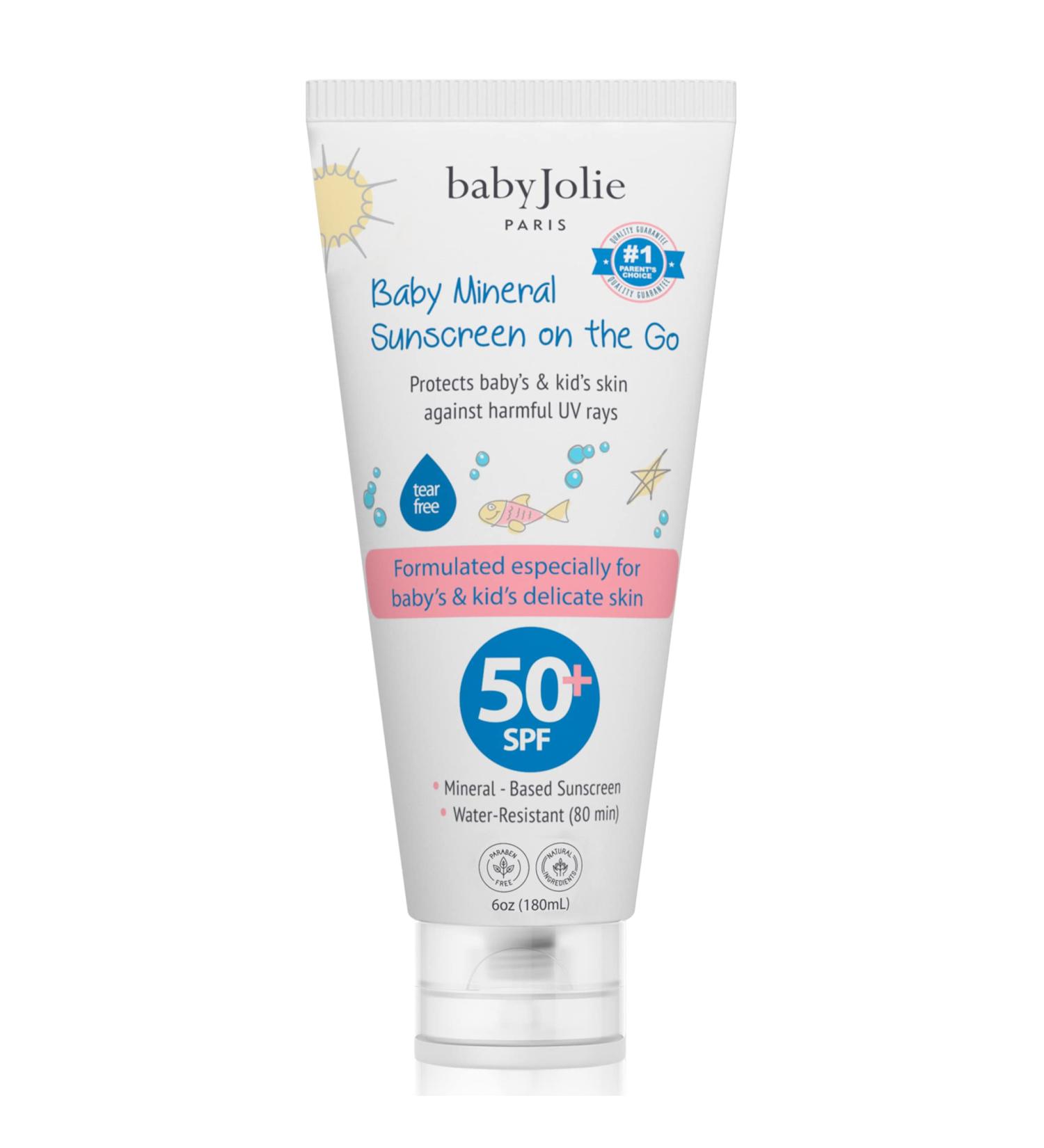 Baby Jolie Paris Mineral Sunscreen SPF 50 | Water Resistant Natural Formula for Sensitive Skin | 6oz (180ml) - Buy Online on GoSupps.com