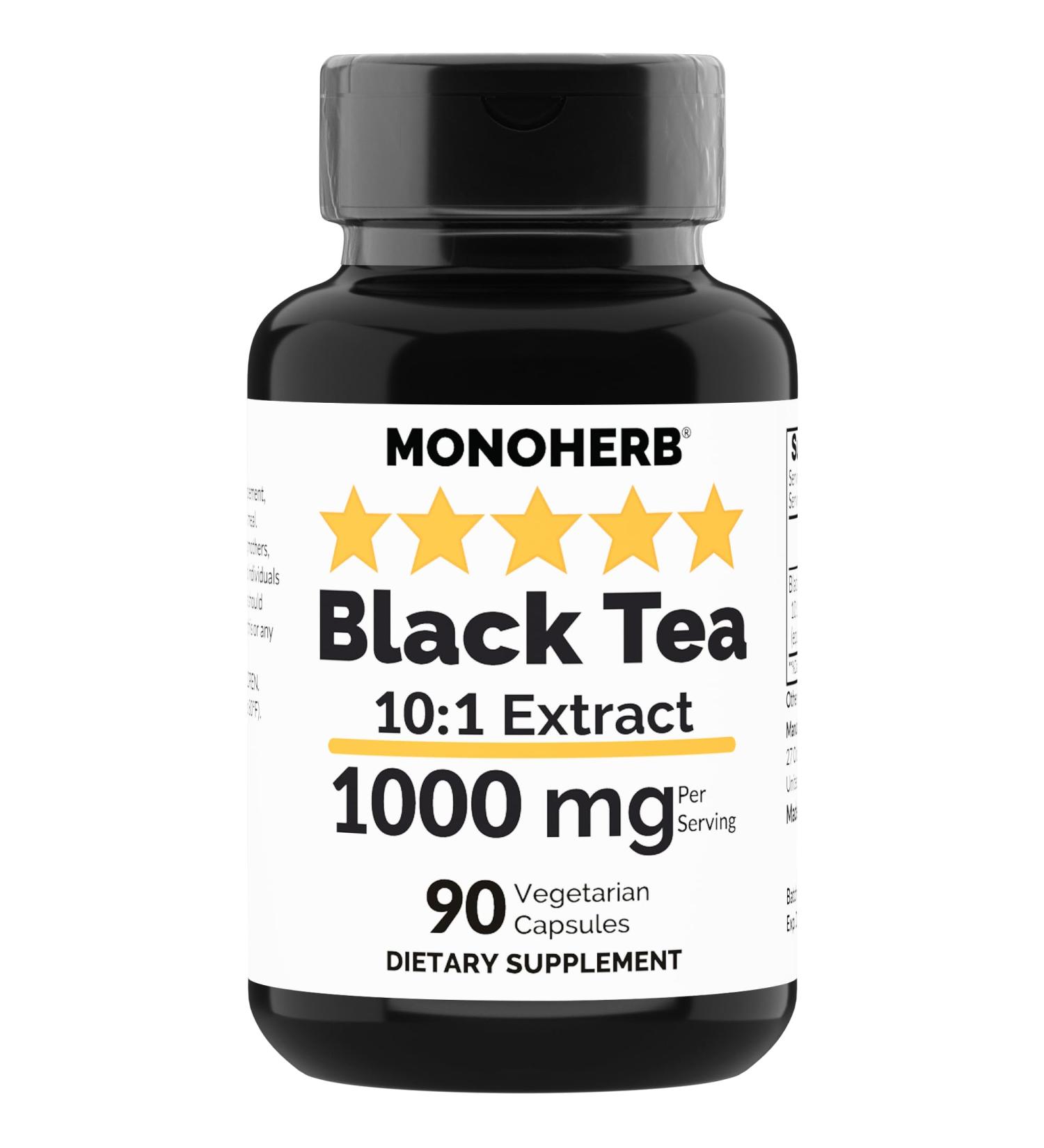 MONOHERB Black Tea Extract 1000 mg - 90 Vegetarian Capsules - Buy Online on GoSupps.com
