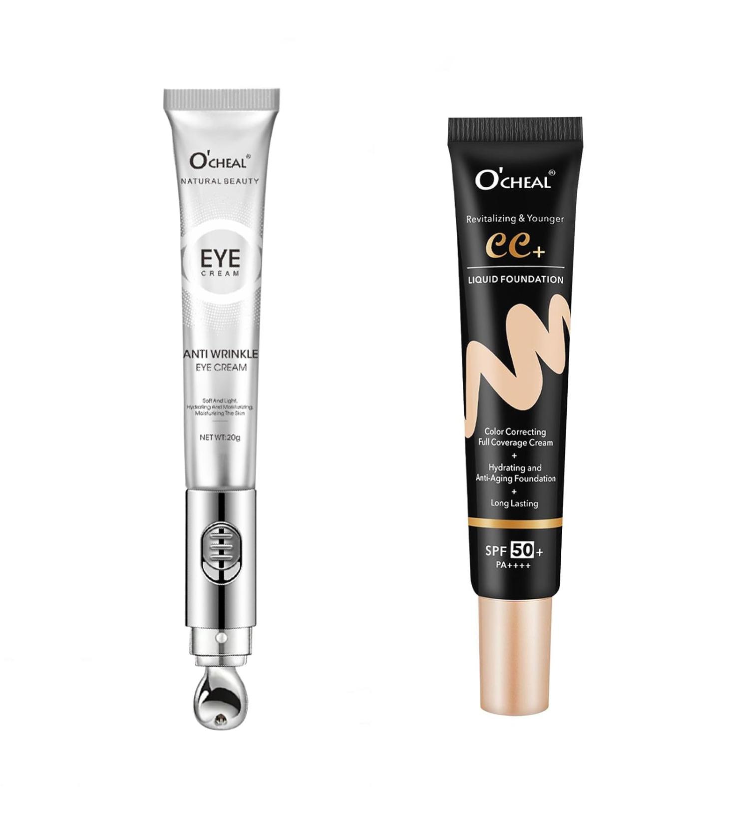 O'CHEAL Nature CC Cream with SPF 50+++ and Eye Cream with Vibrating Electric Massage Head - Buy Online on GoSupps.com
