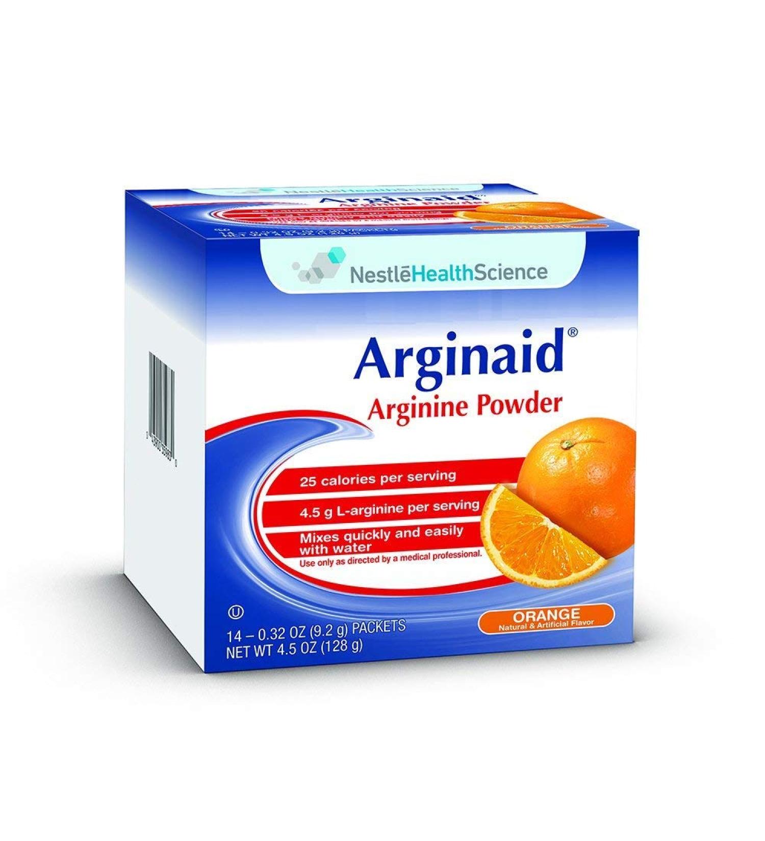 Nestle Arginaid Arginine Powder Orange 0.32 OZ Packets 14 CT (Pack of 4)