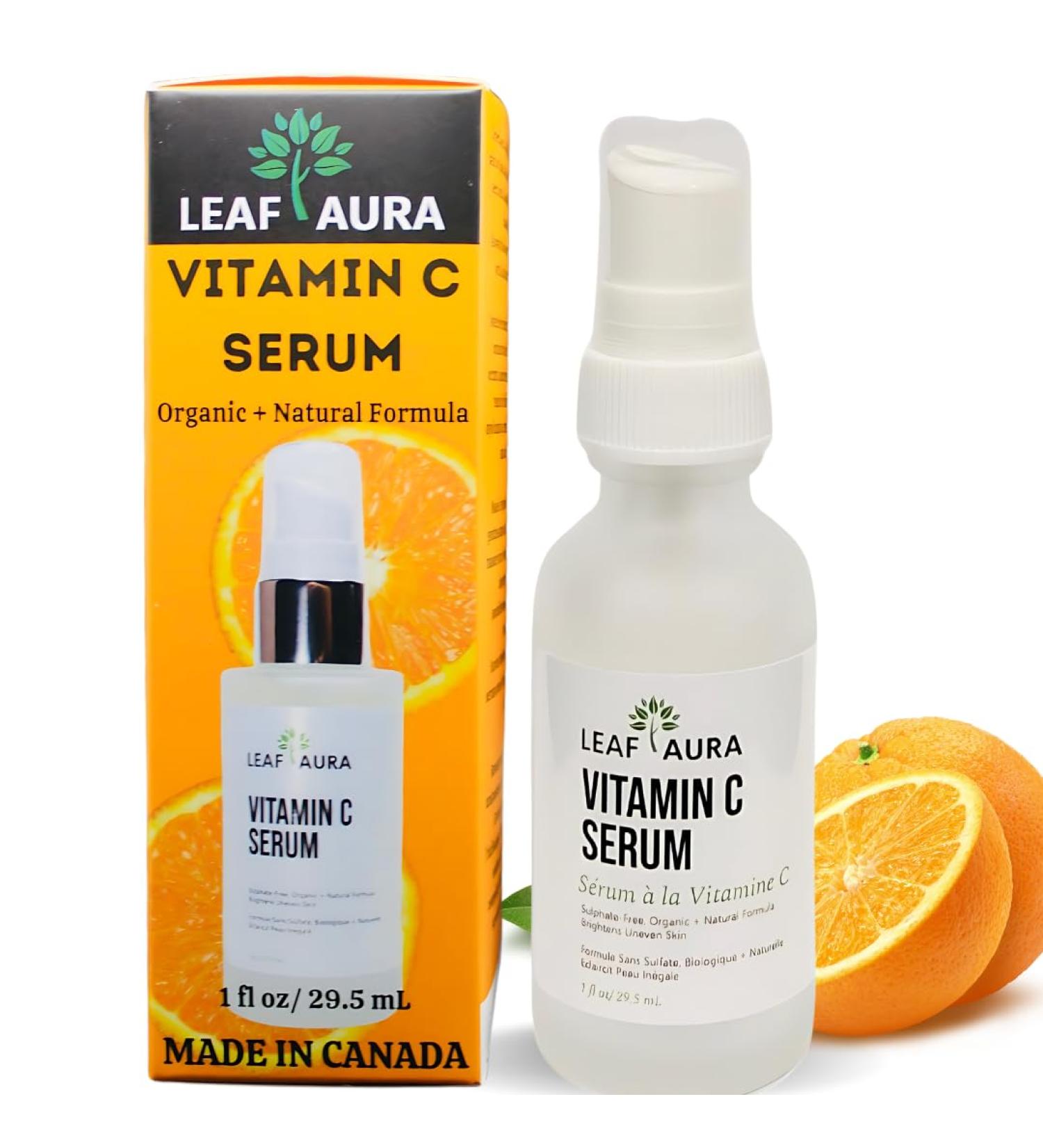 Organic Vitamin C Serum - Sulphate-Free Natural Formula for Brightening Uneven Skin - Made in Canada - 29.5ml - Buy Online on GoSupps.com