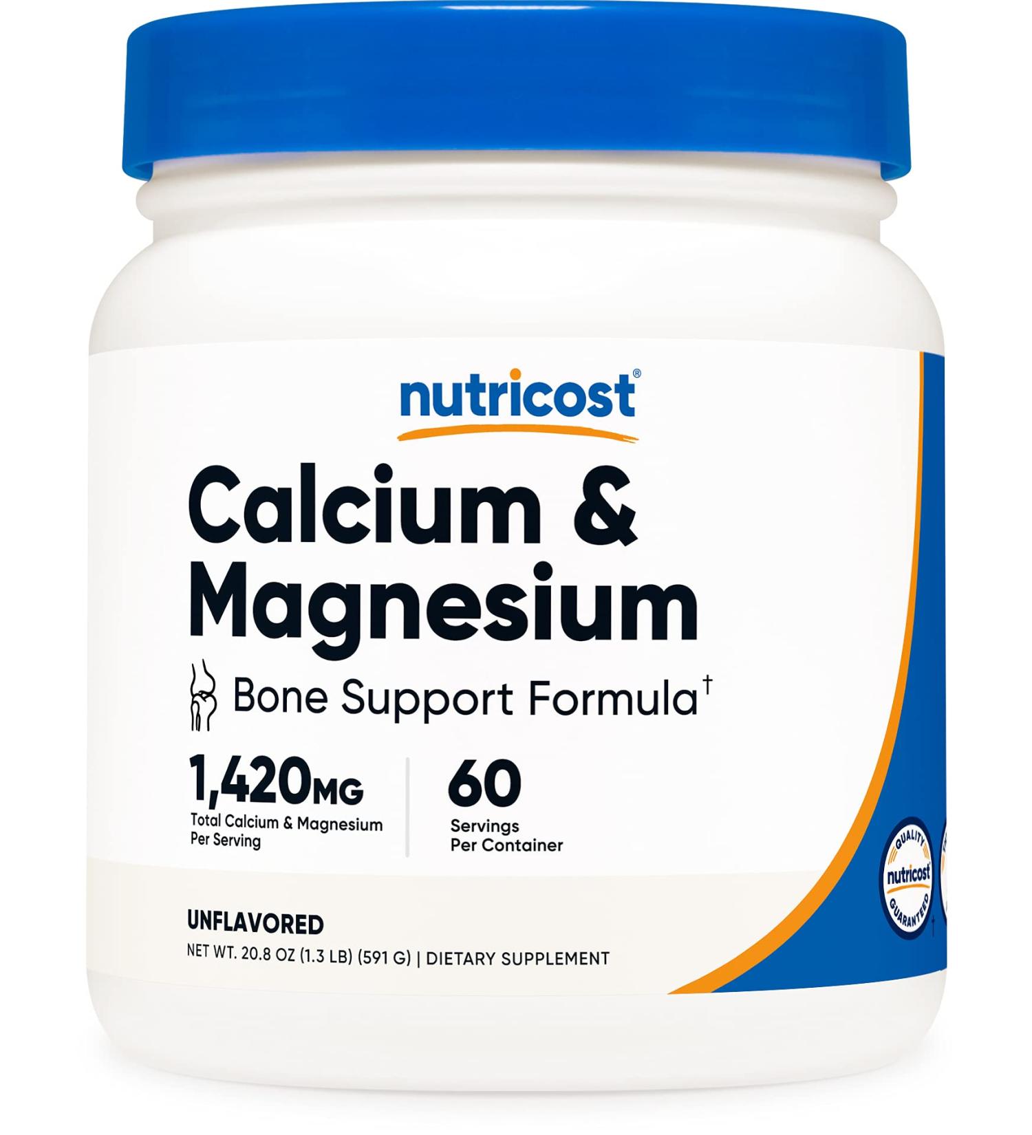 Nutricost Calcium Magnesium Powder - 60 Servings, Bone Support, Non-GMO & Gluten-Free - Buy Online on GoSupps.com