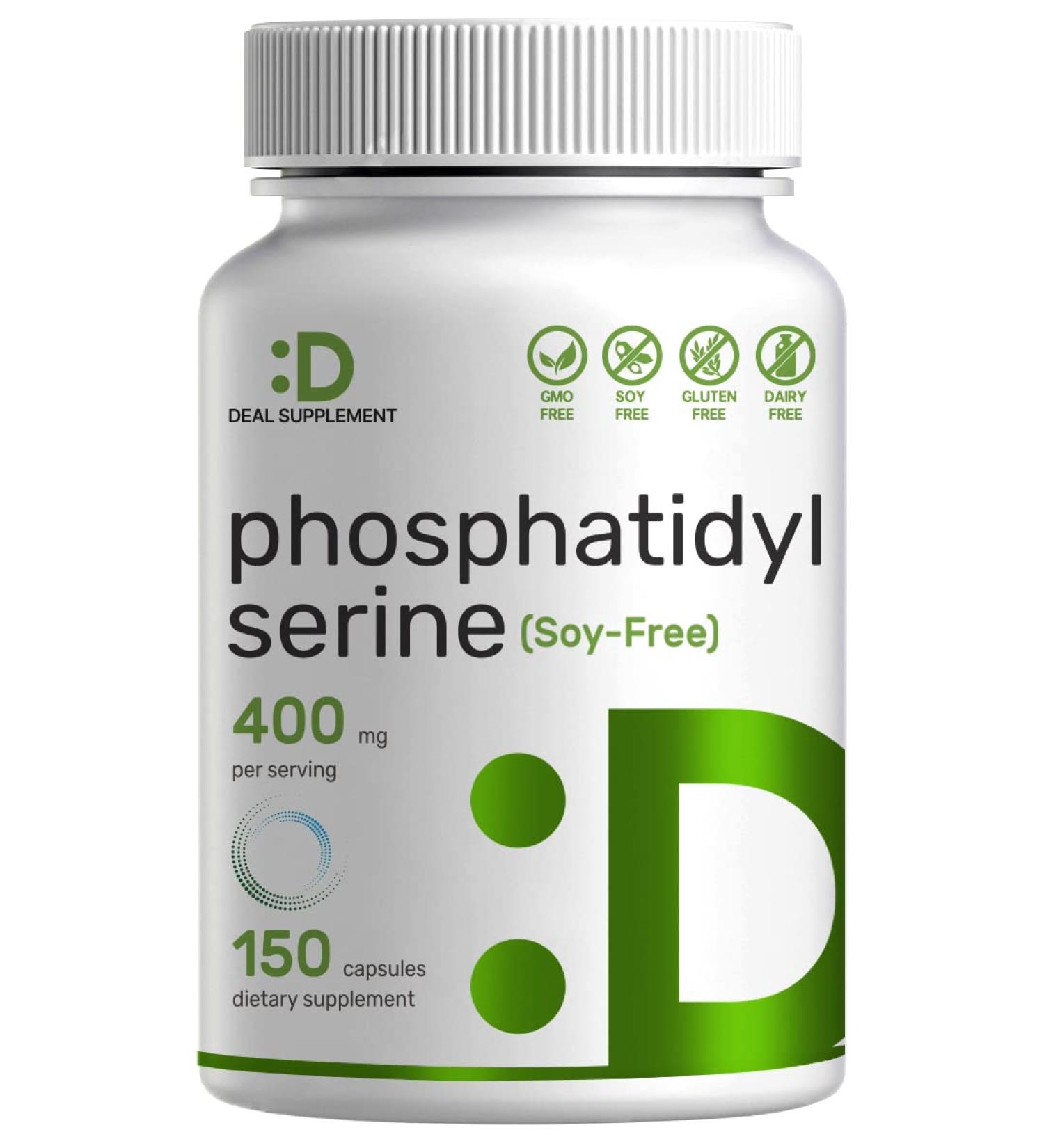 Phosphatidylserine 400mg | 150 Capsules | Soy Free | Sunflower Derived | Third Party Tested | Brain Health Nootropic - Buy Online on GoSupps.com