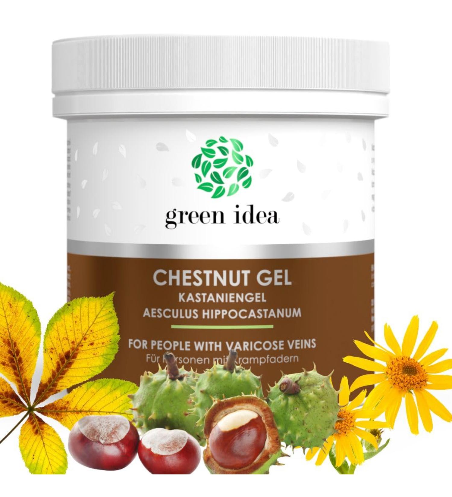 Green Idea Rosskastanien Ointment Gel for Varicose Veins - Leg Cream with Arnica Horse Chestnut & Rutin - 250 ml Pack for Spider Veins & Hemorrhoids - Buy Online on GoSupps.com