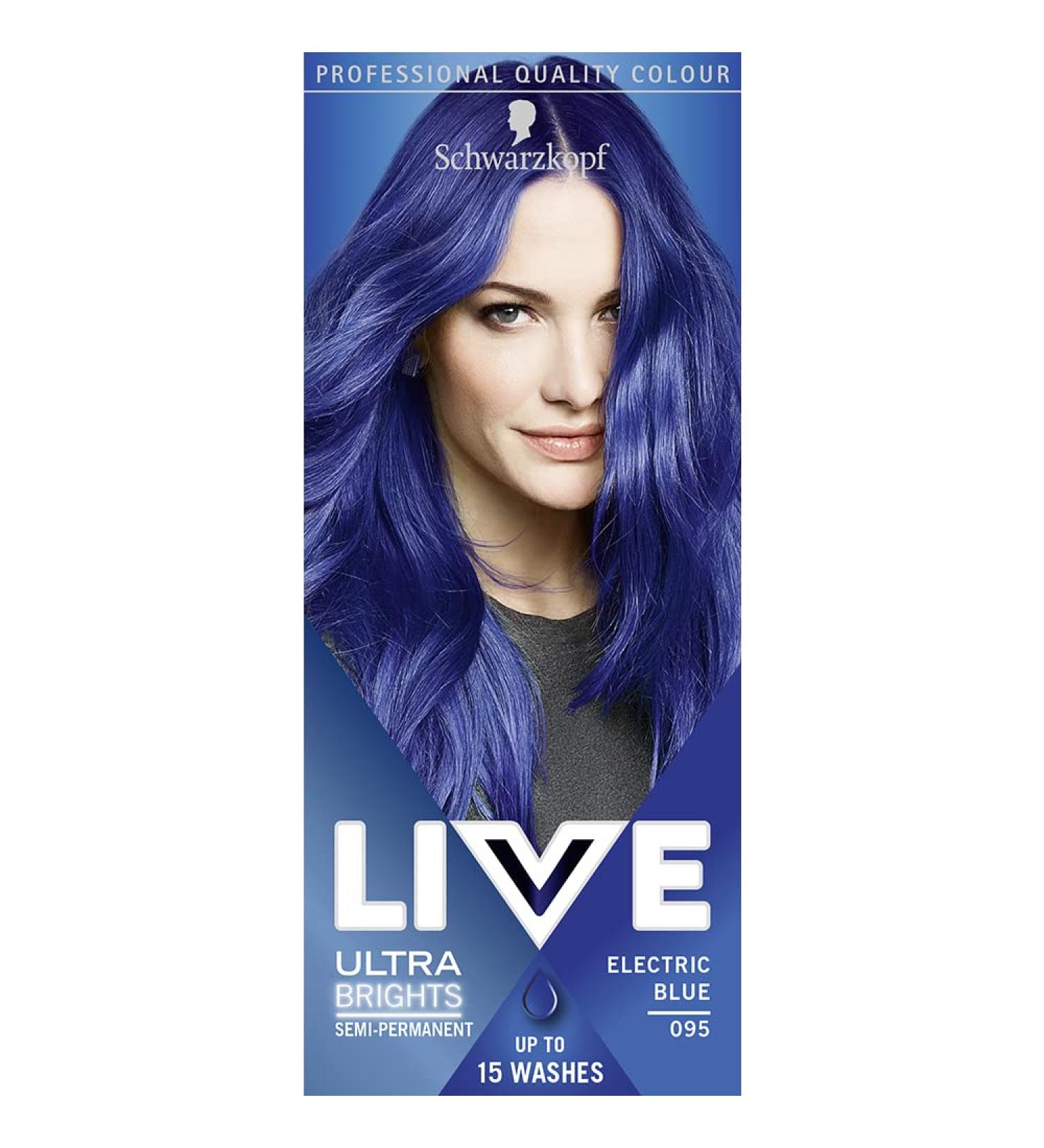 Schwarzkopf LIVE Ultra Brights Electric Blue Hair Dye - Semi-Permanent Lasts Up to 15 Washes - Buy Online on GoSupps.com